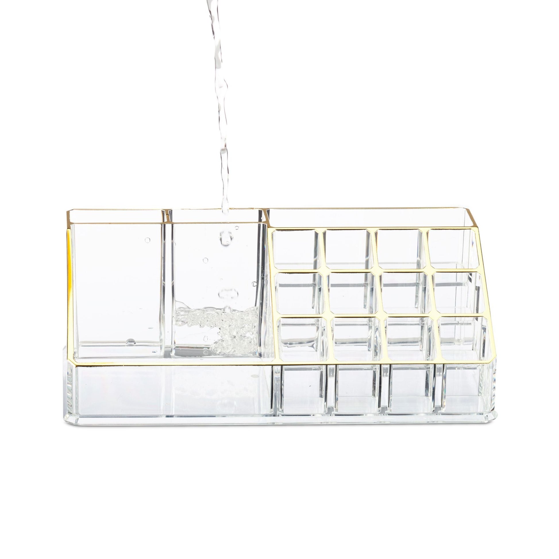 Kosmetikorganizer Acryl Gold-Transparent von Relaxdays