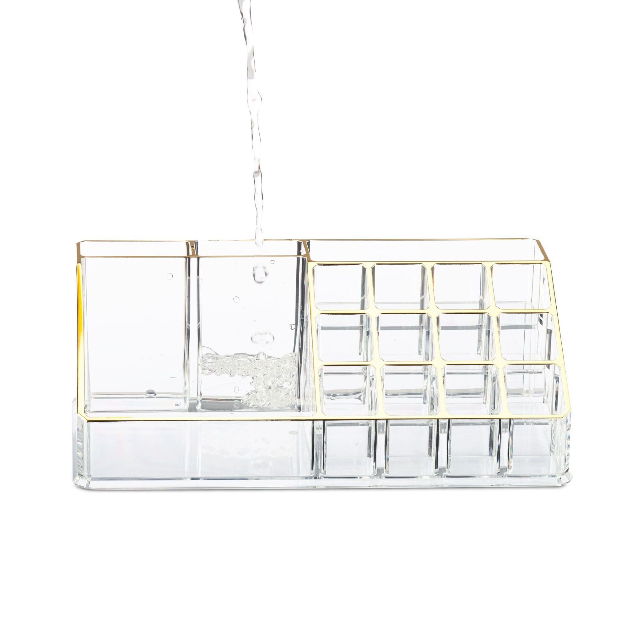 Kosmetikorganizer Acryl Gold-Transparent von Relaxdays