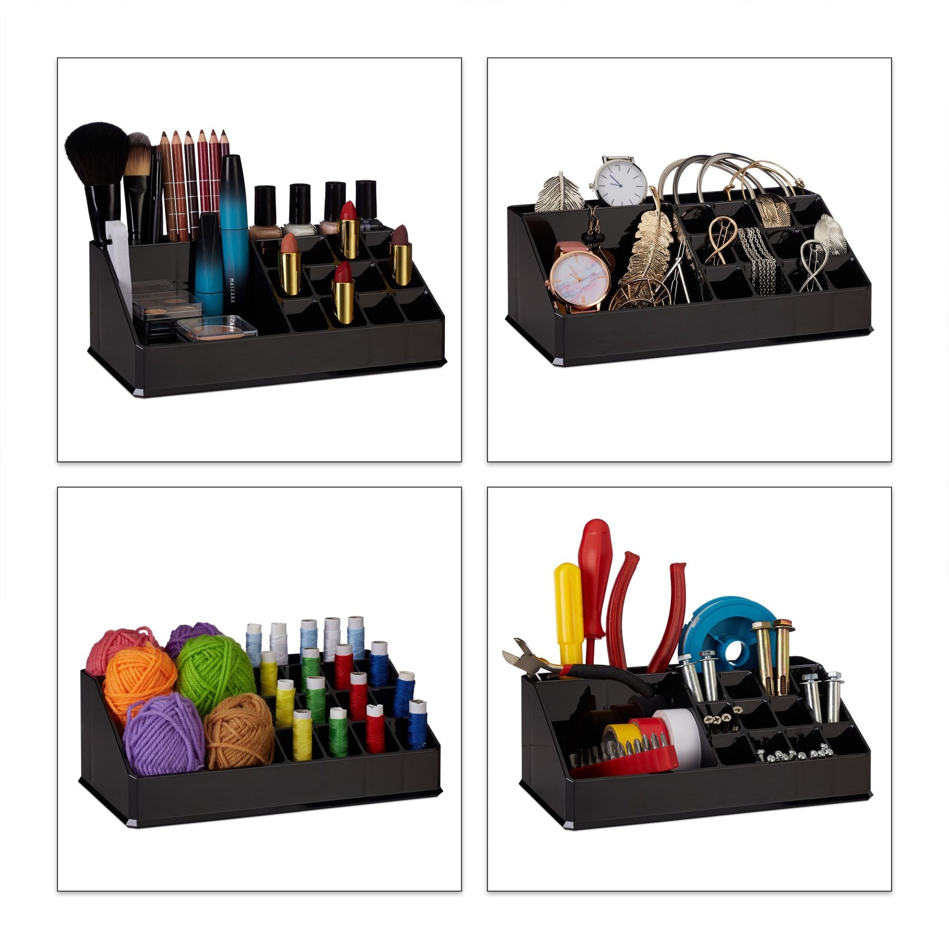 Kosmetikorganizer Acryl Schwarz von Relaxdays