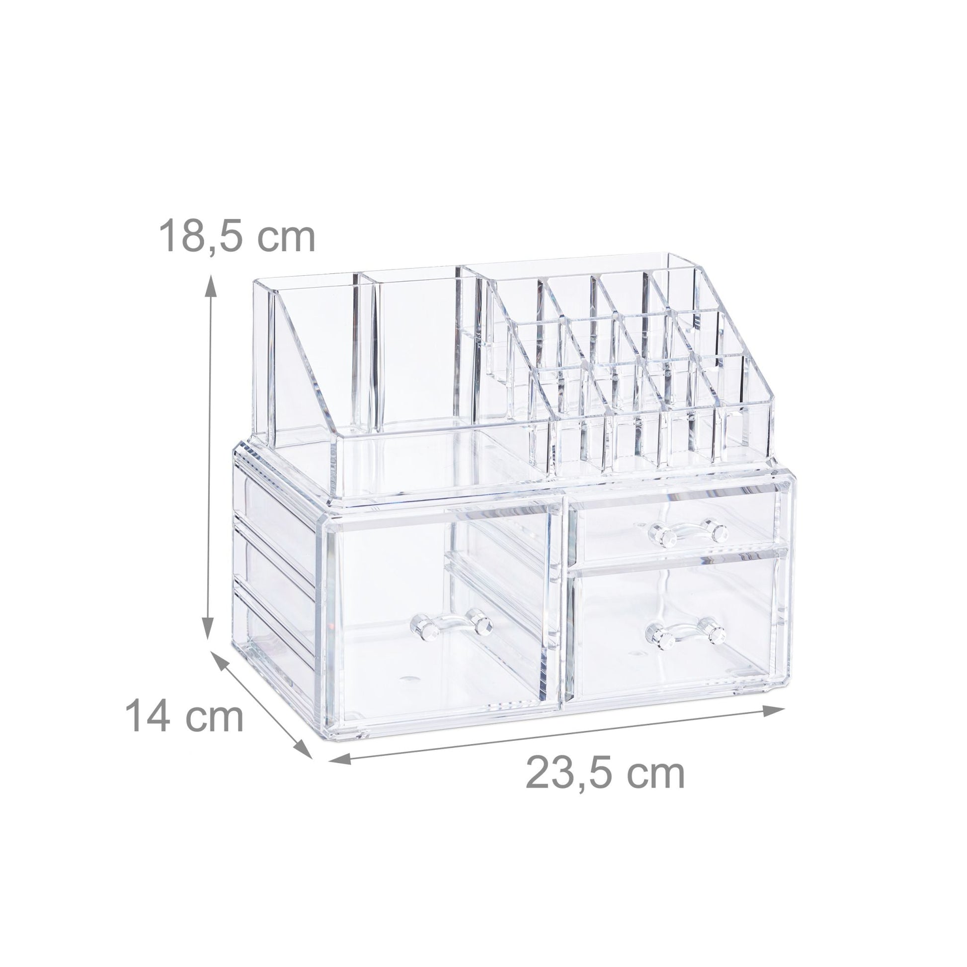Make-Up Organizer mit 3 Schubladen Transparent von Relaxdays