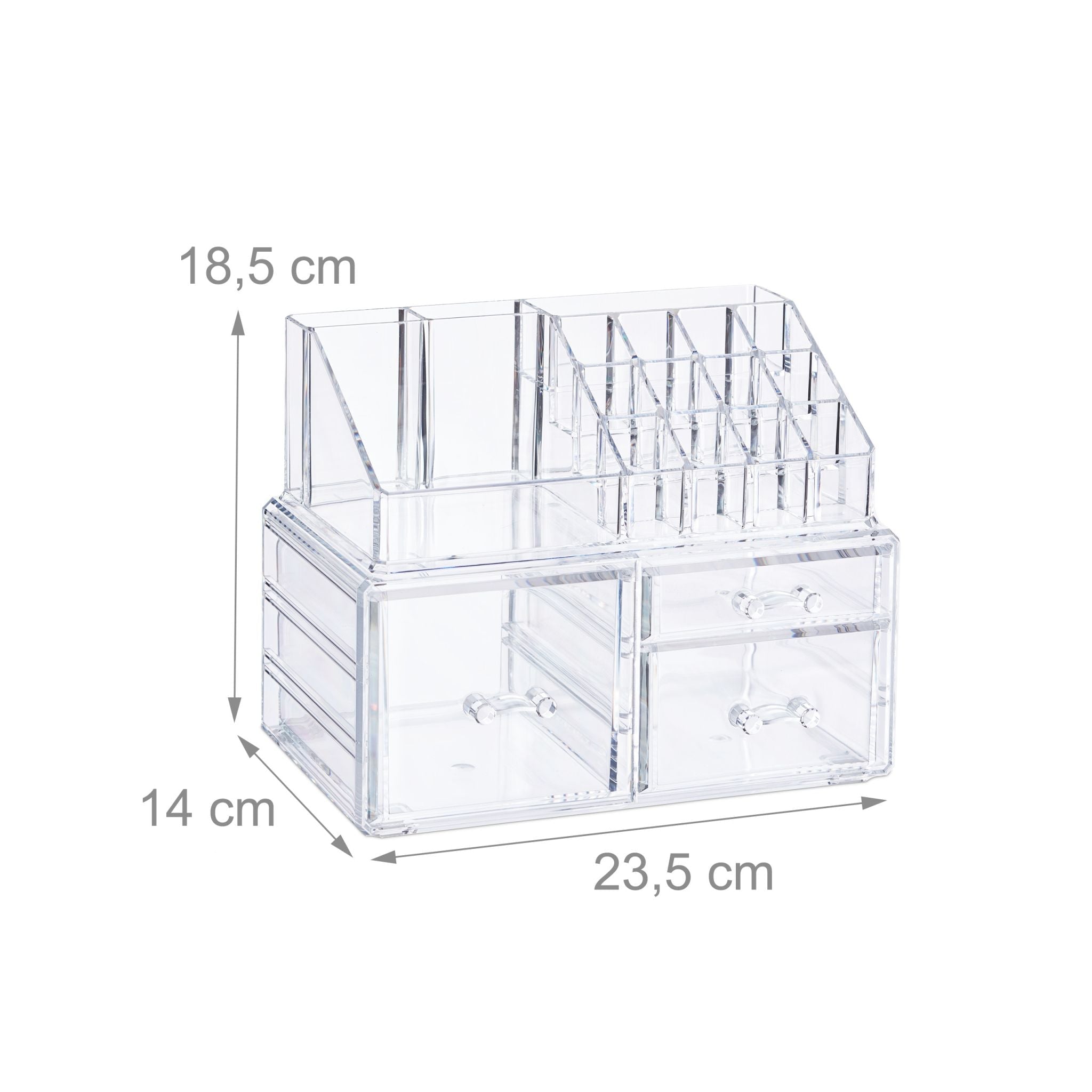 Make-Up Organizer mit 3 Schubladen Transparent von Relaxdays