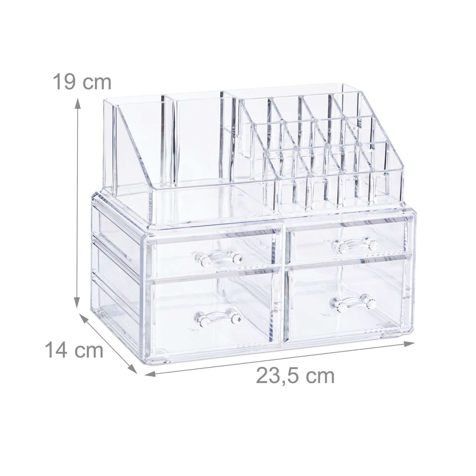 Make-Up Organizer mit 4 Schubladen Transparent von Relaxdays