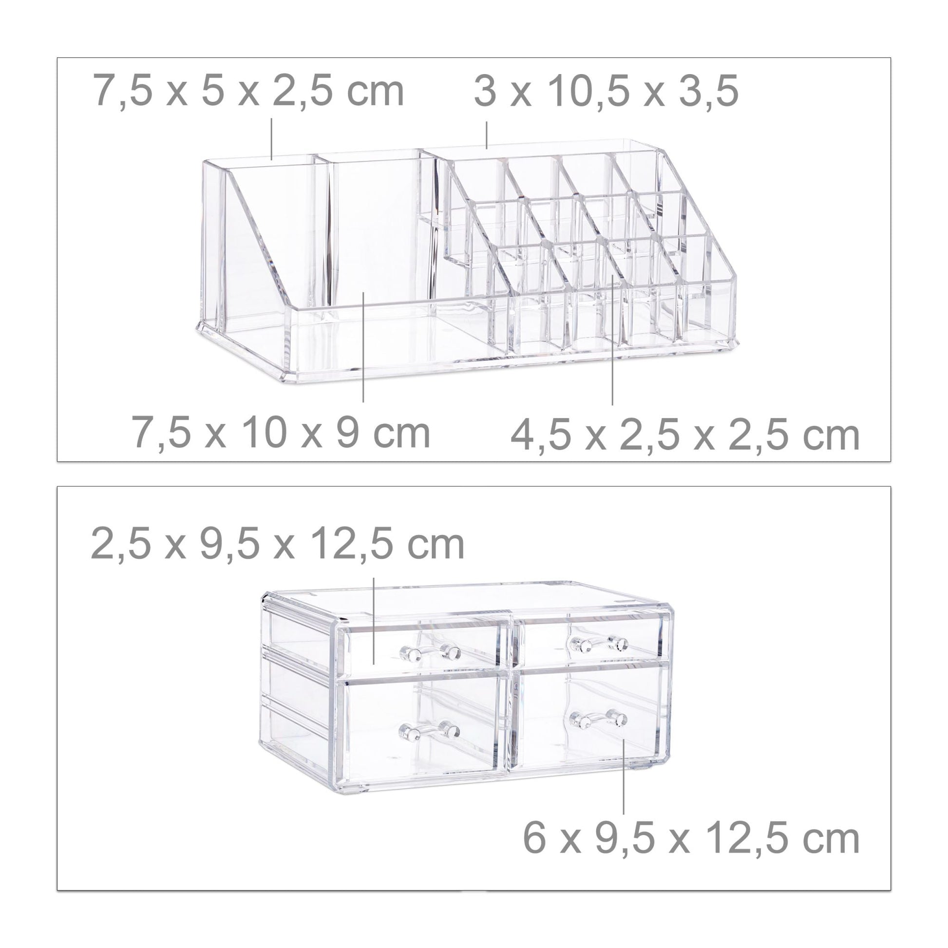Make-Up Organizer mit 4 Schubladen Transparent von Relaxdays