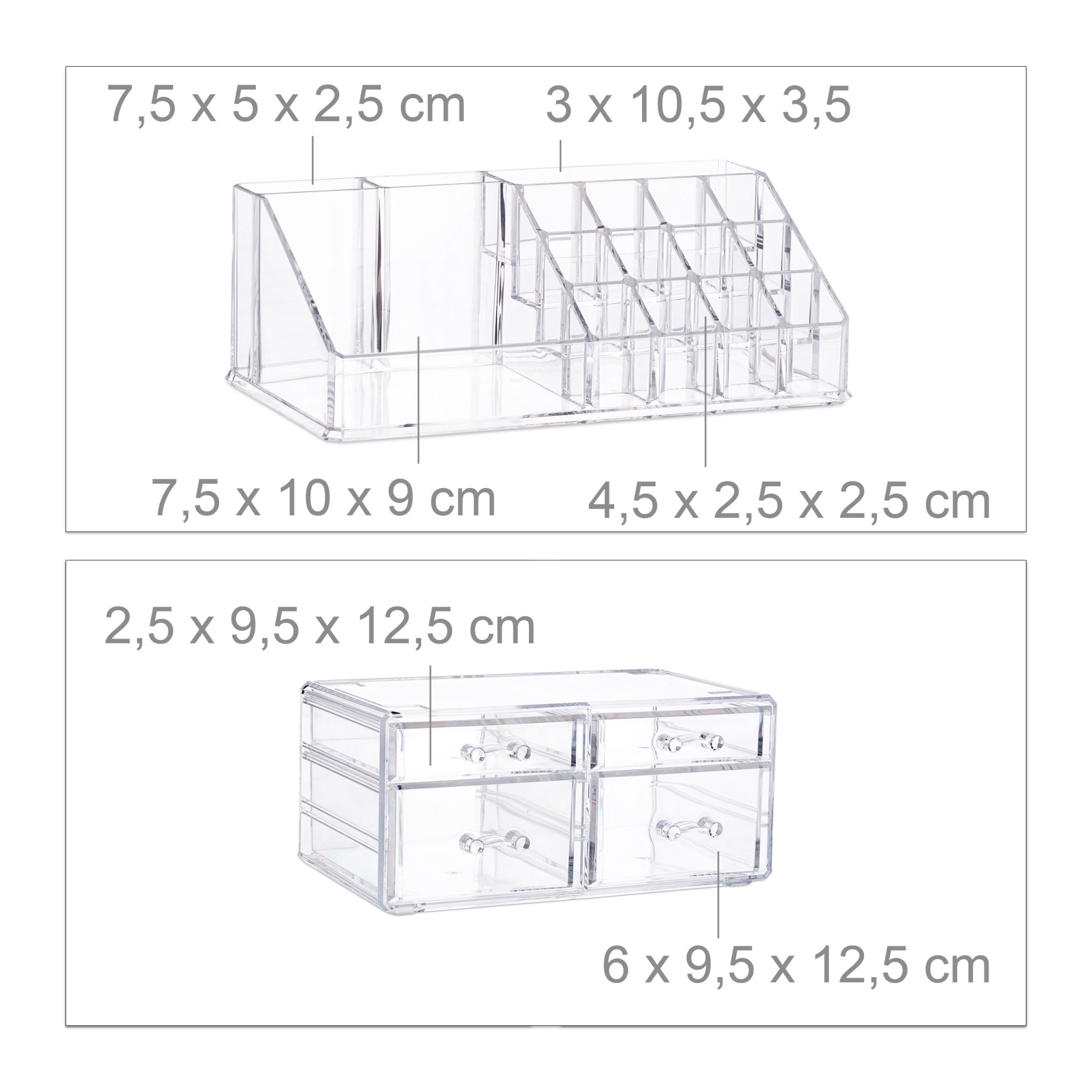 Make-Up Organizer mit 4 Schubladen Transparent von Relaxdays