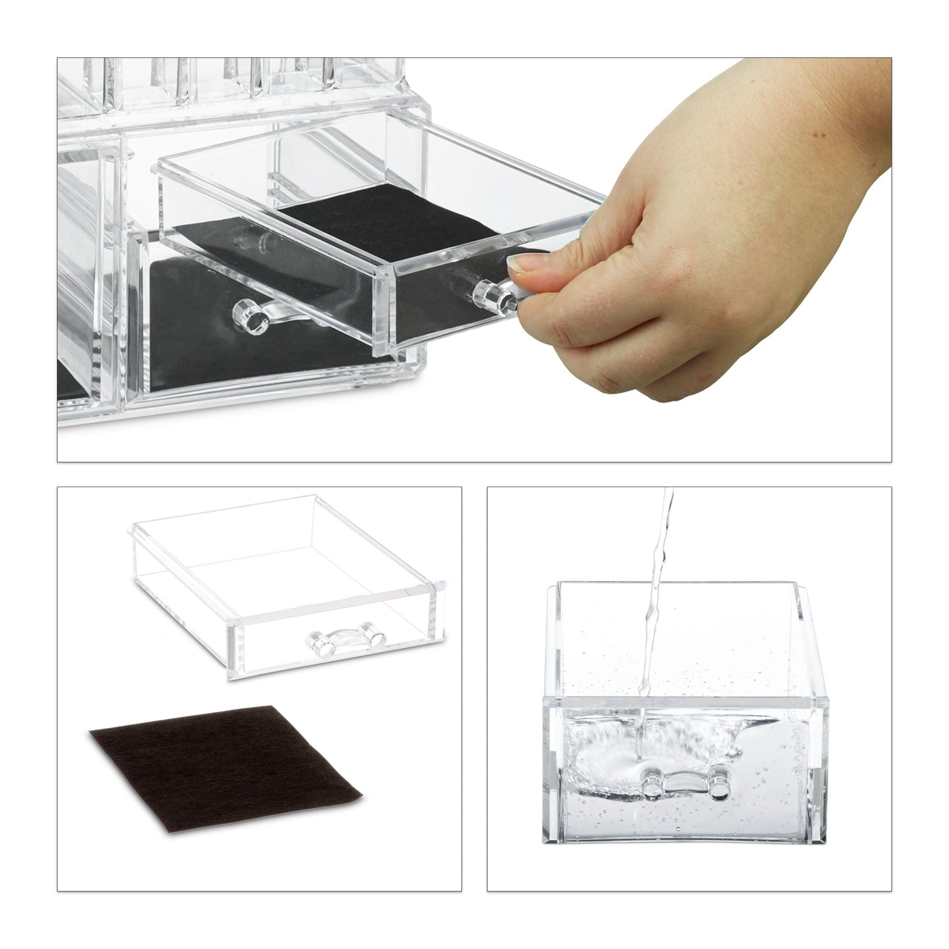 Make-Up Organizer mit 4 Schubladen Transparent von Relaxdays
