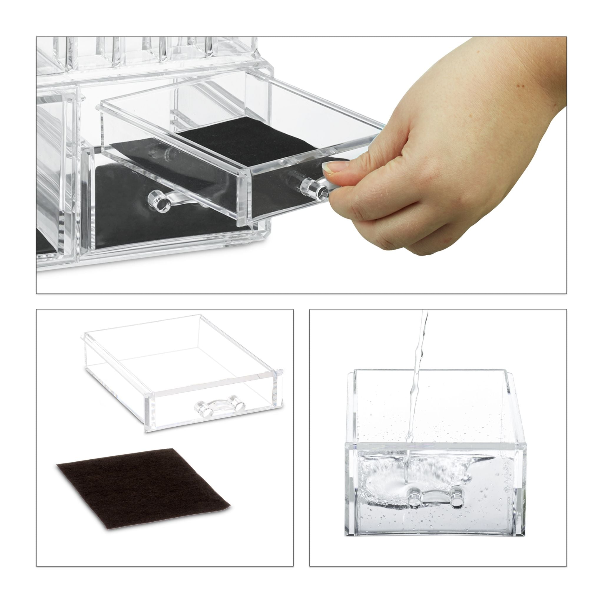 Make-Up Organizer mit 4 Schubladen Transparent von Relaxdays