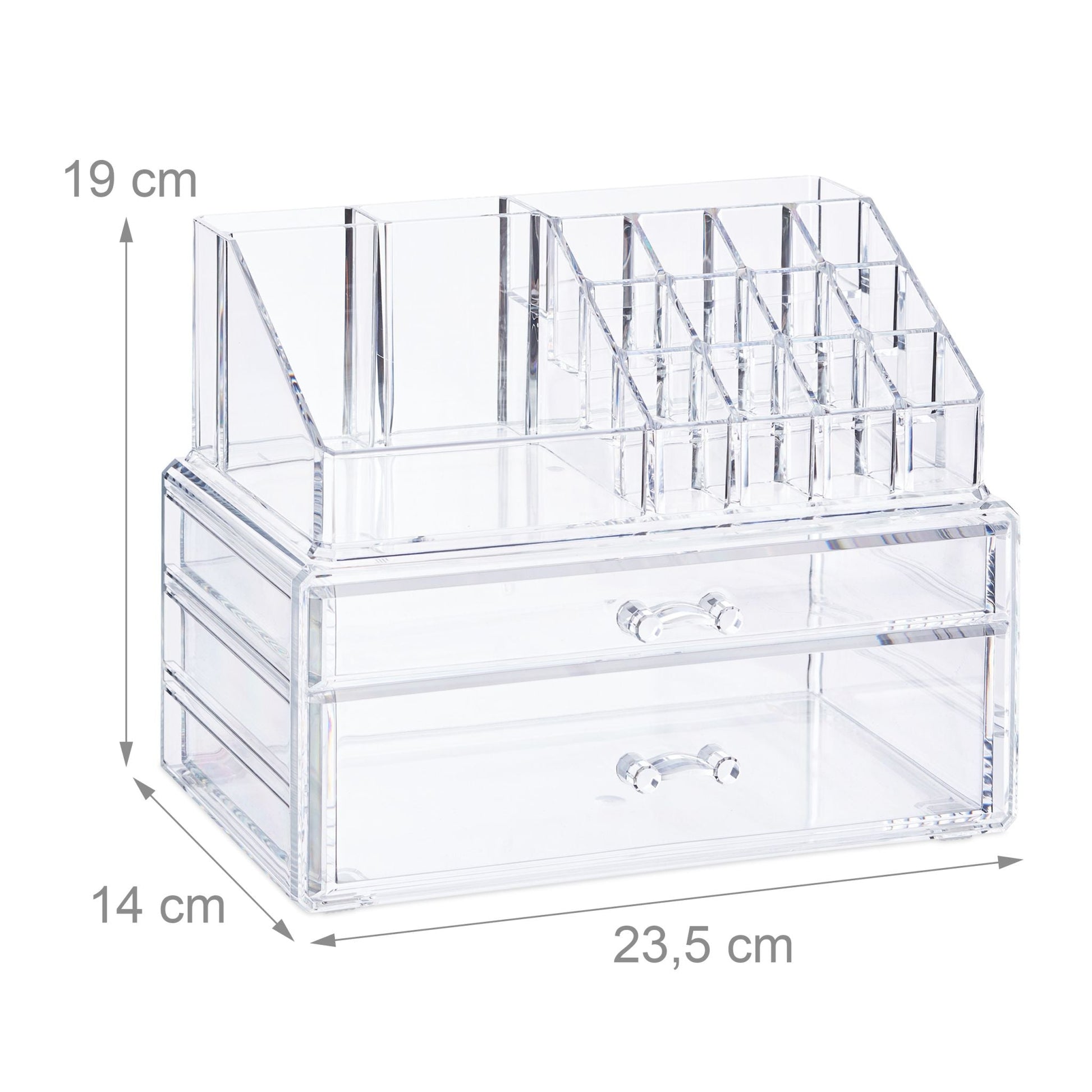 Make-Up Organizer mit 2 Schubladen Transparent von Relaxdays