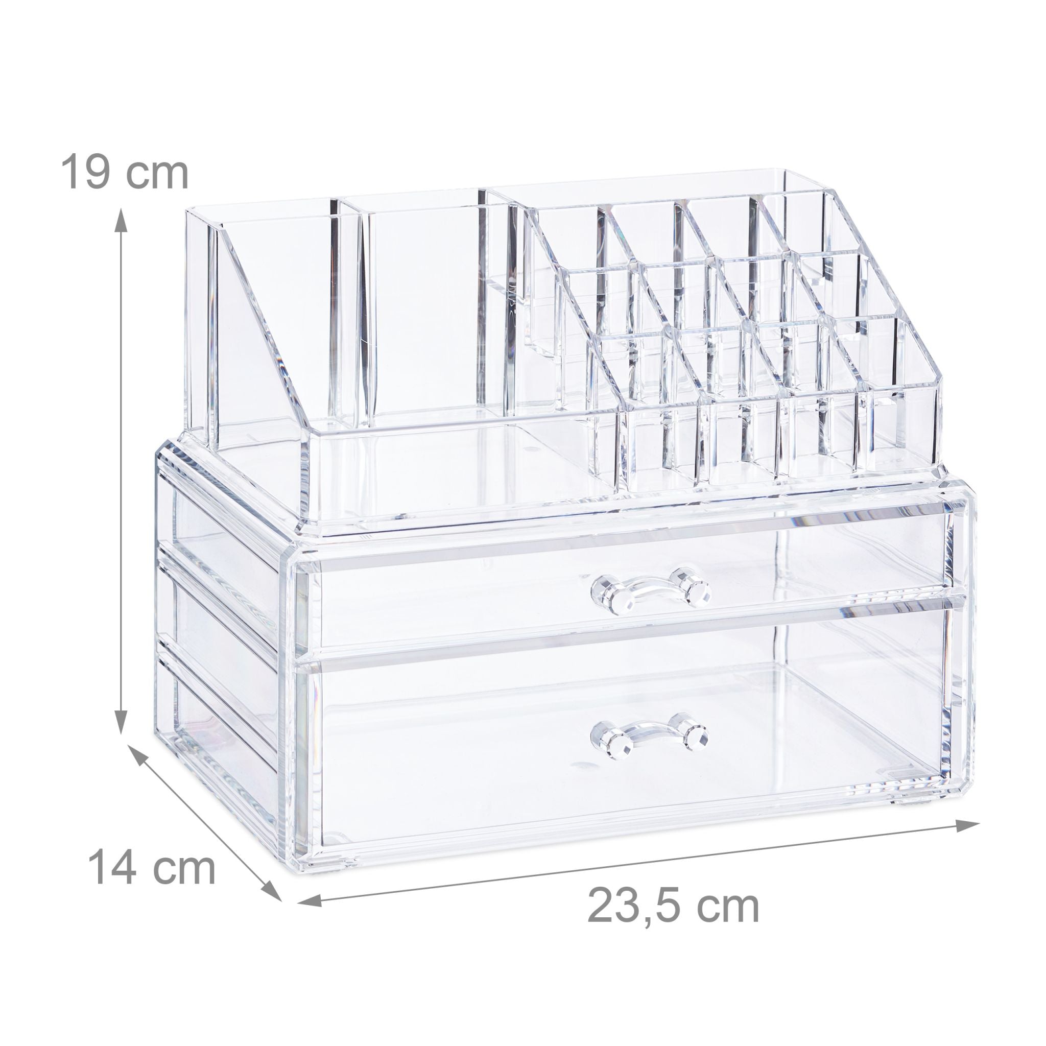 Make-Up Organizer mit 2 Schubladen Transparent von Relaxdays