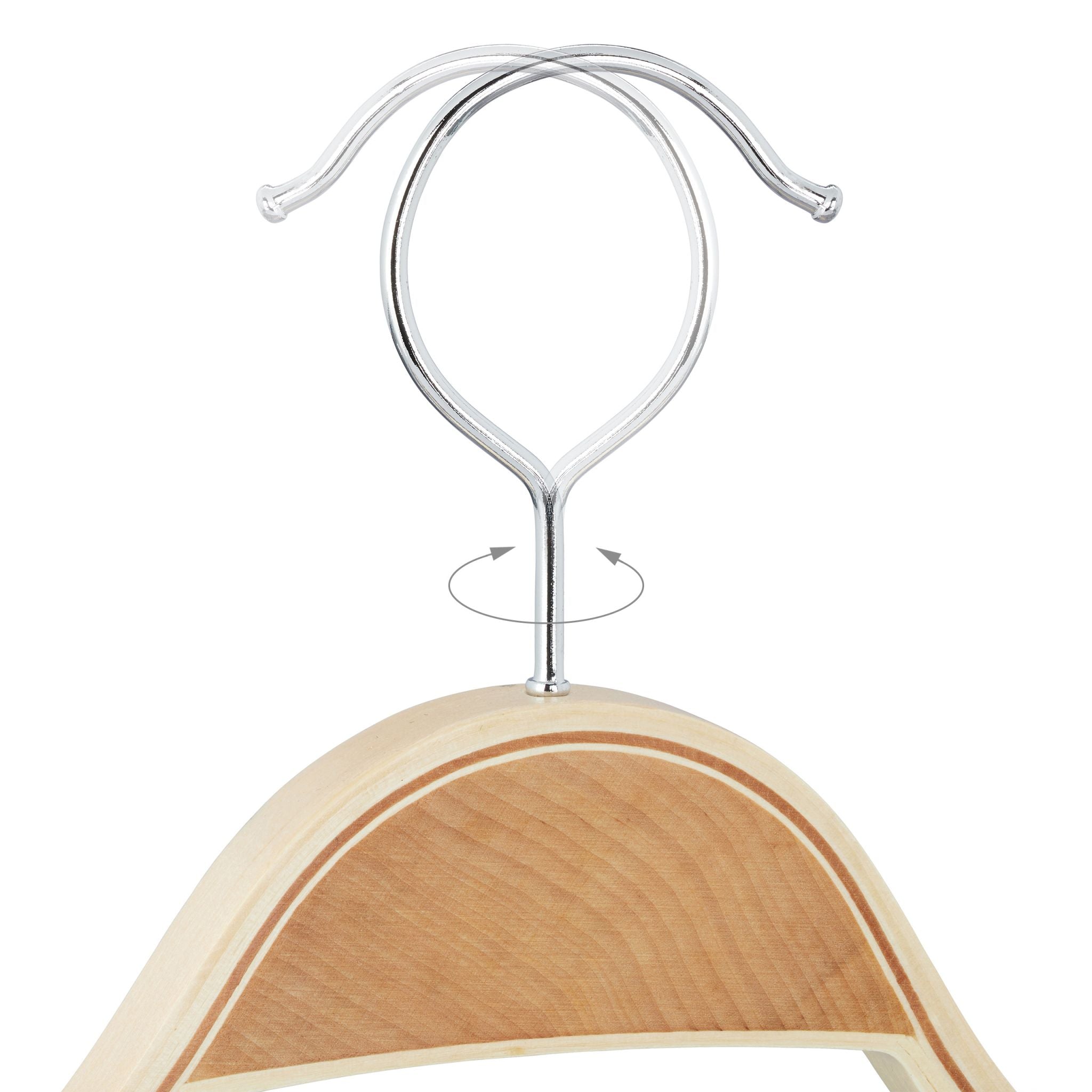 Kleiderbügel Holz 10er-Set Hellbraun-Silber von Relaxdays