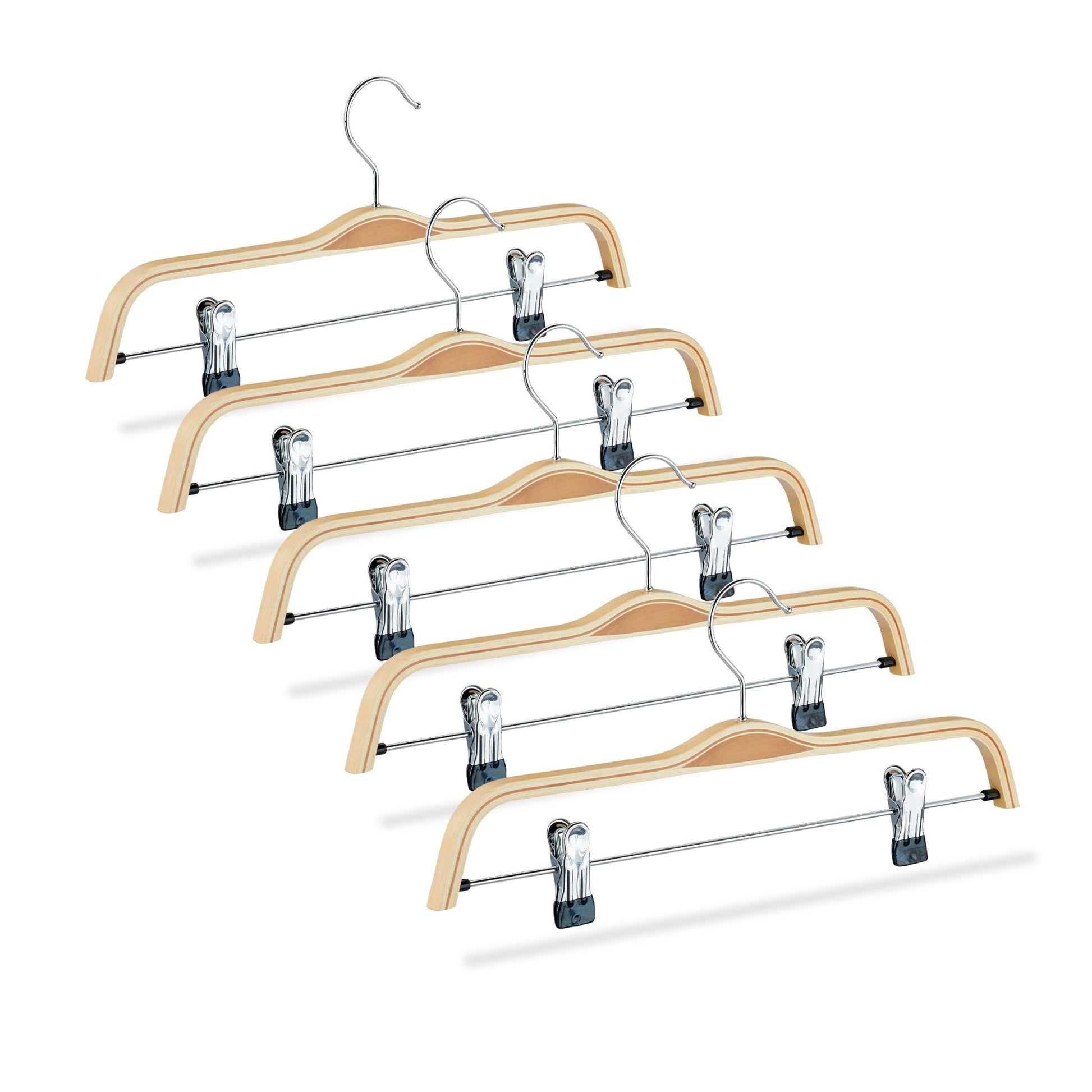 Hosenbügel Holz 5er-Set Hellbraun-Silber von Relaxdays