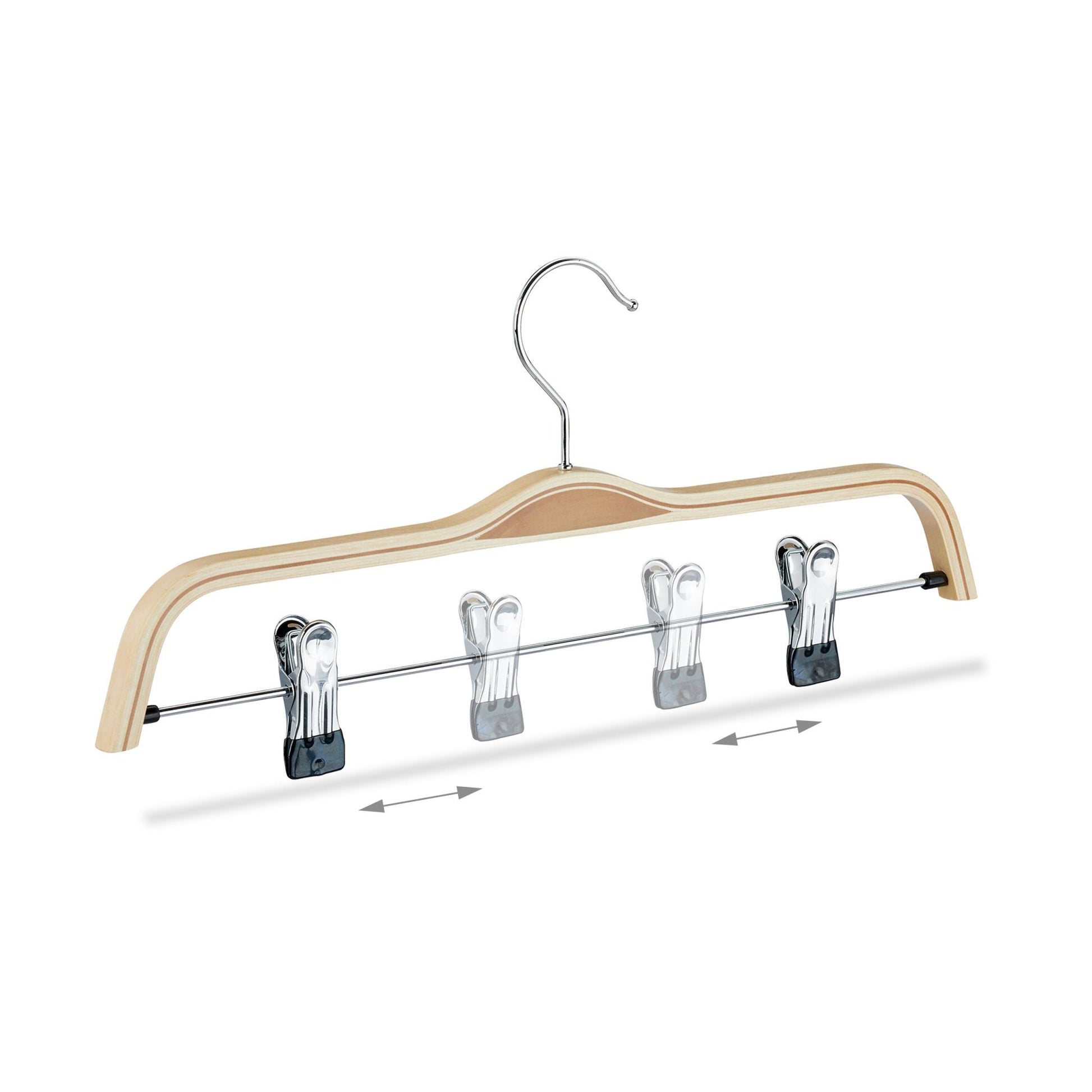 Hosenbügel Holz 5er-Set Hellbraun-Silber von Relaxdays