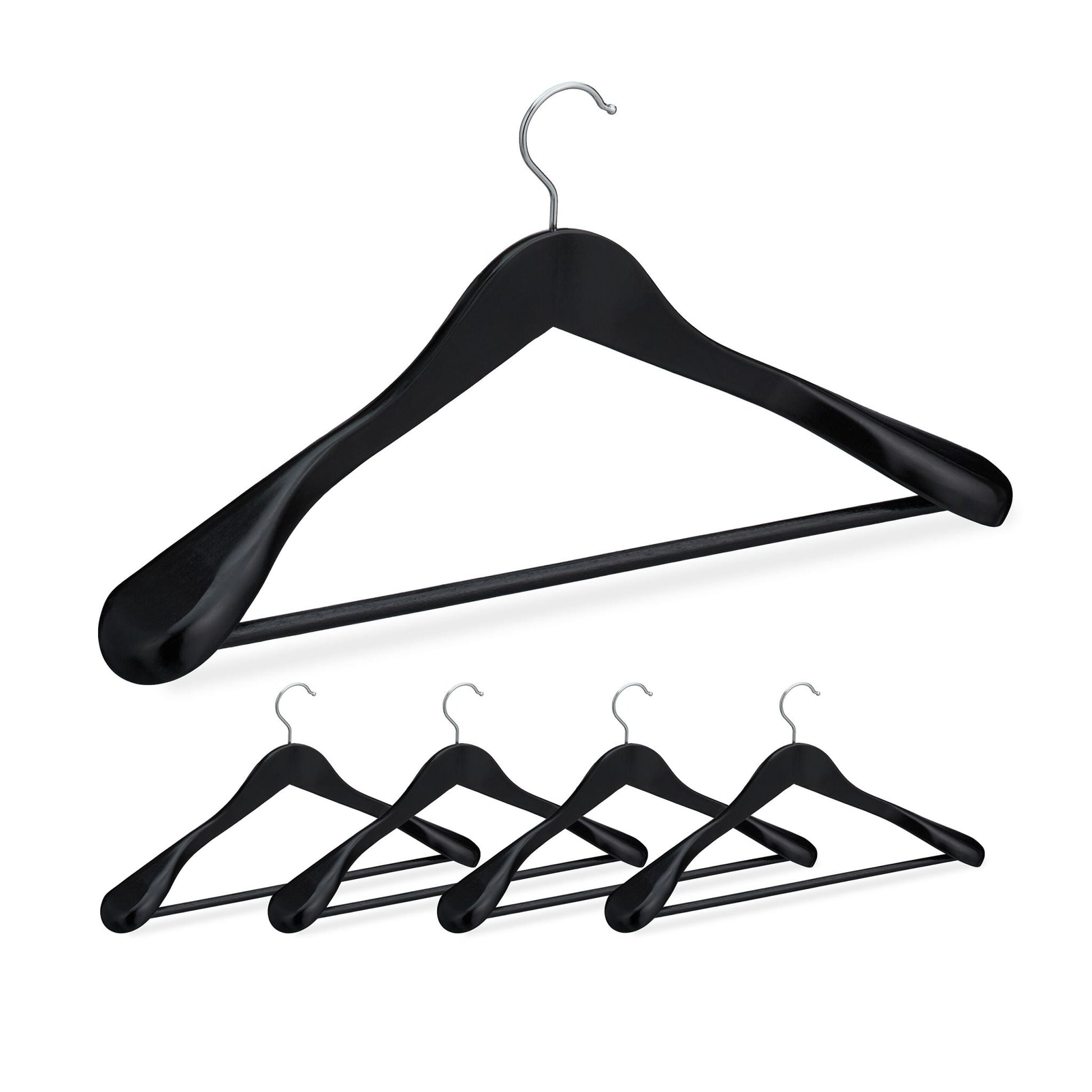 Anzug Kleiderbügel 5er-Set Schwarz-Silber von Relaxdays