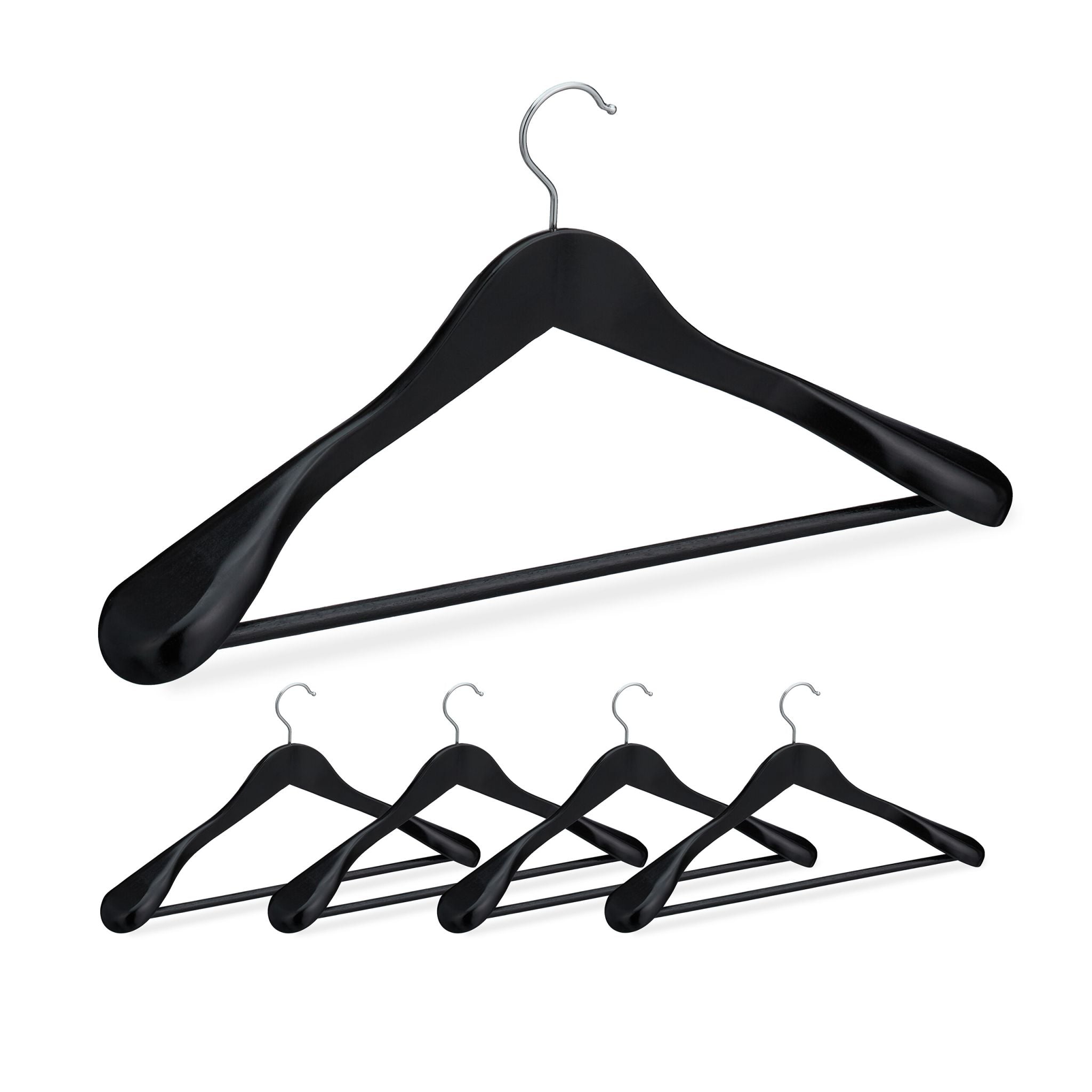 Anzug Kleiderbügel 5er-Set Schwarz-Silber von Relaxdays