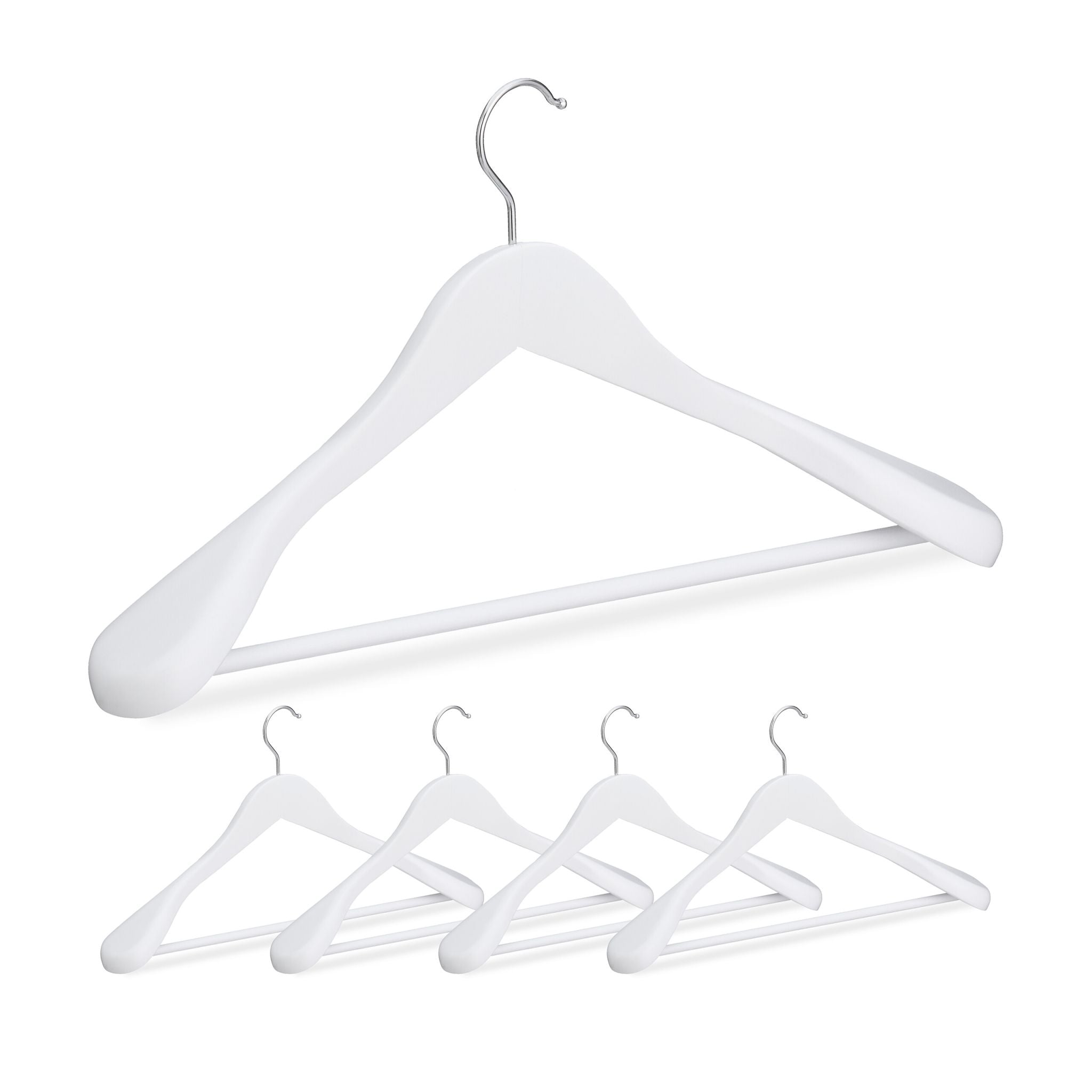 Anzug Kleiderbügel 5er-Set Weiss-Silber von Relaxdays