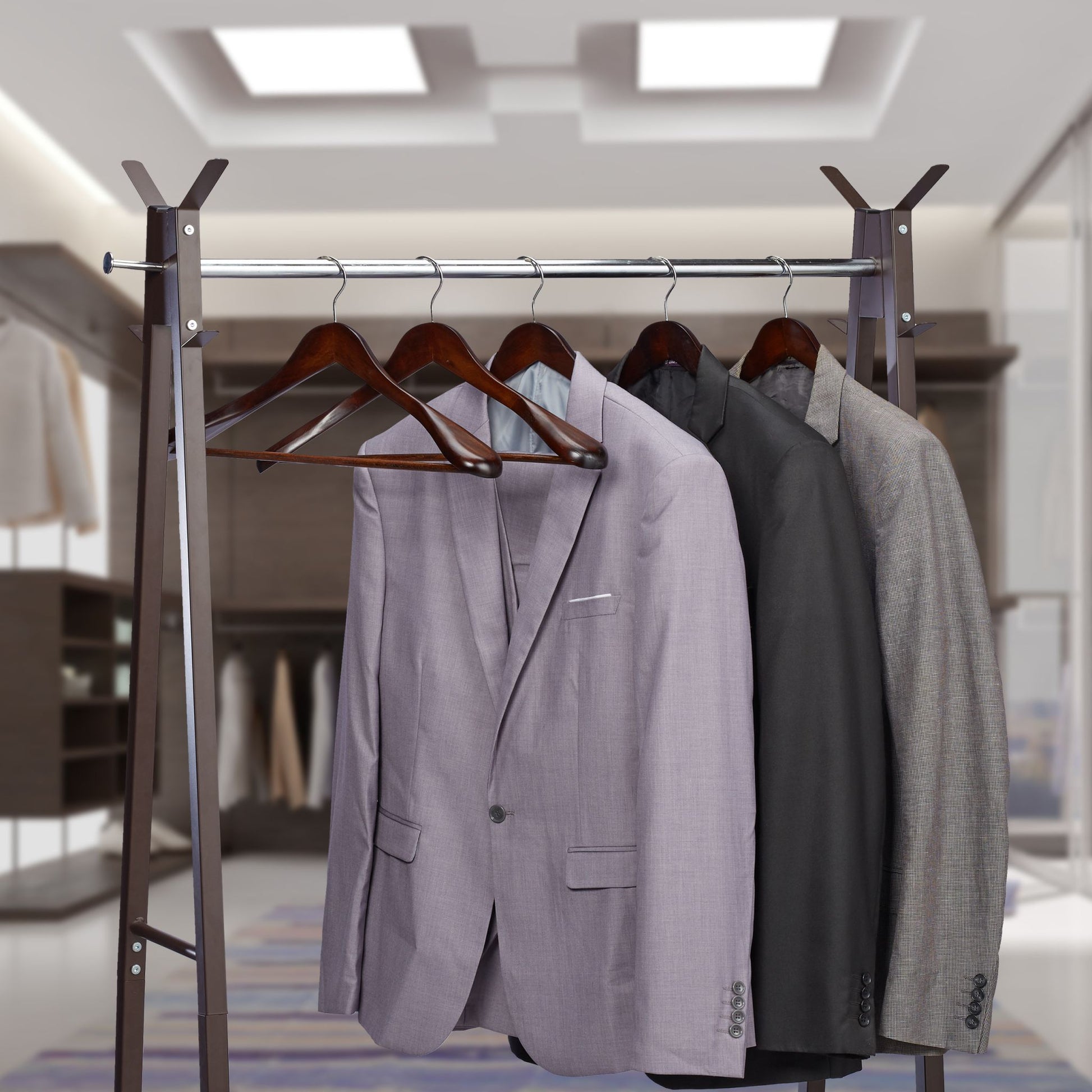 Anzug Kleiderbügel 5er-Set Dunkelbraun-Silber von Relaxdays