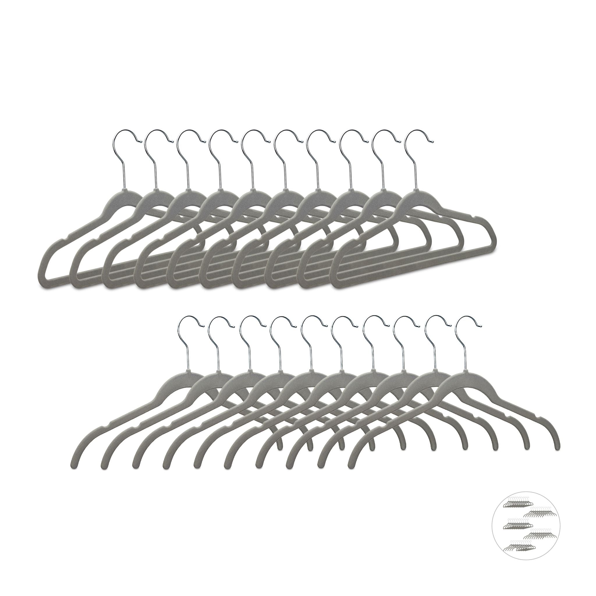 Kleiderbügel Samt 20er-Set Silber-Grau von Relaxdays