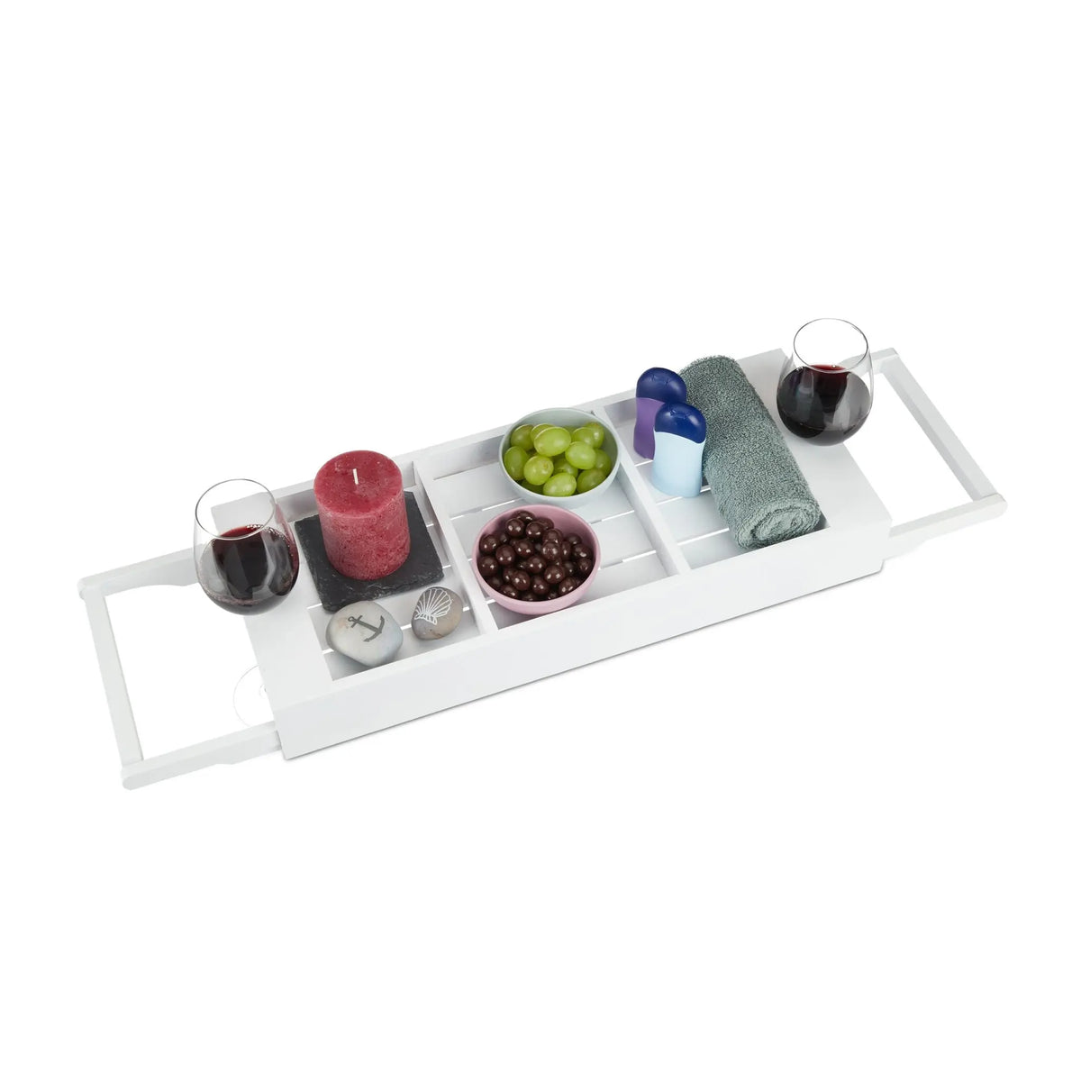 Badewannenablage Weiss ziehbar Weiss-Silber von Relaxdays
