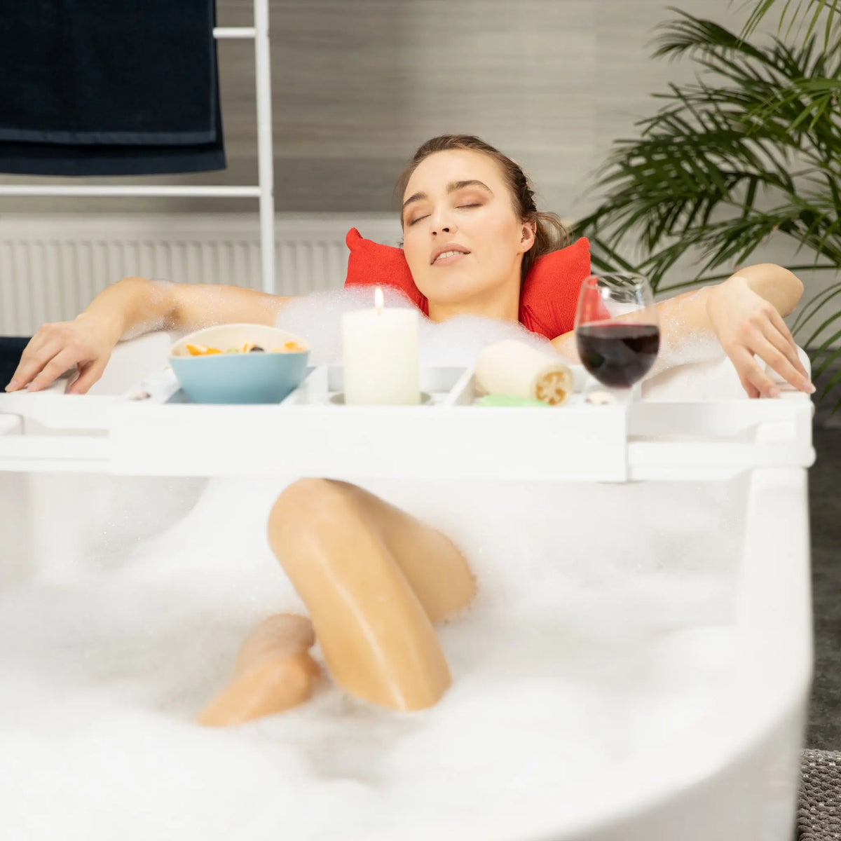 Badewannenablage Weiss ziehbar Weiss-Silber von Relaxdays