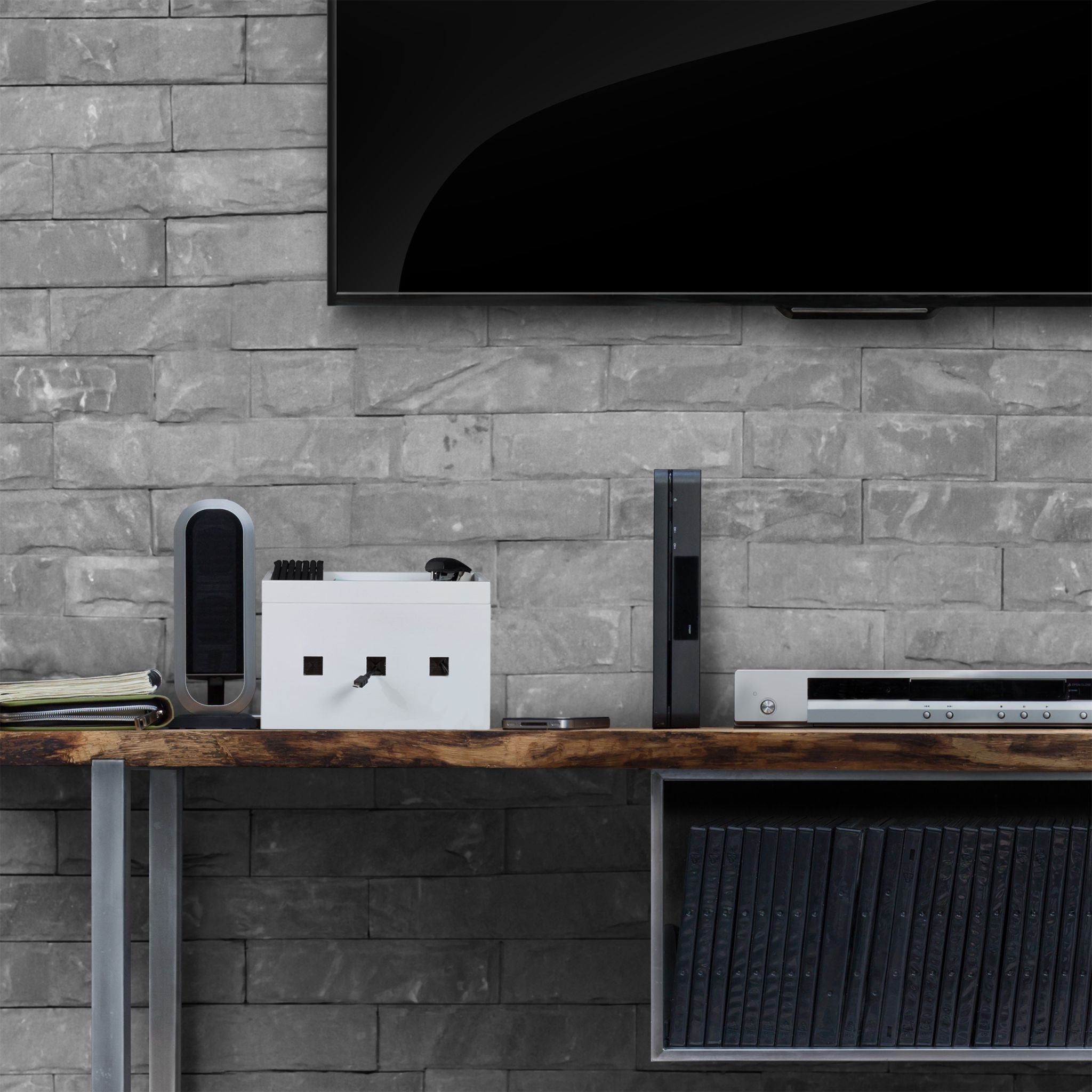 Kabelbox Bambus weiss Weiss von Relaxdays
