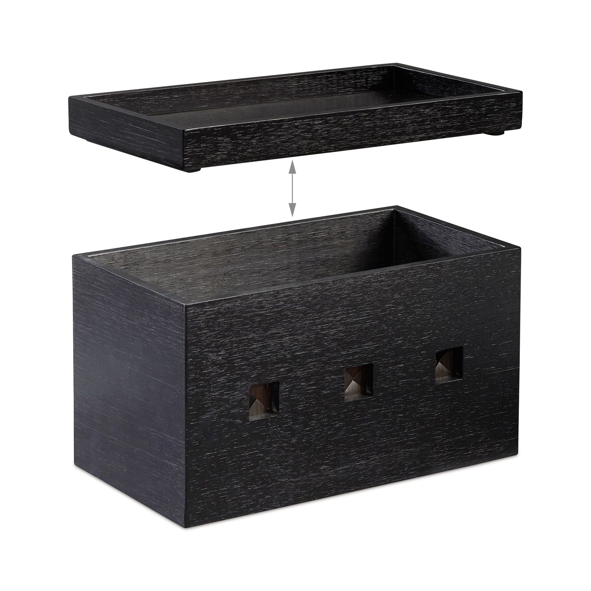 Kabelbox Bambus schwarz Schwarz von Relaxdays