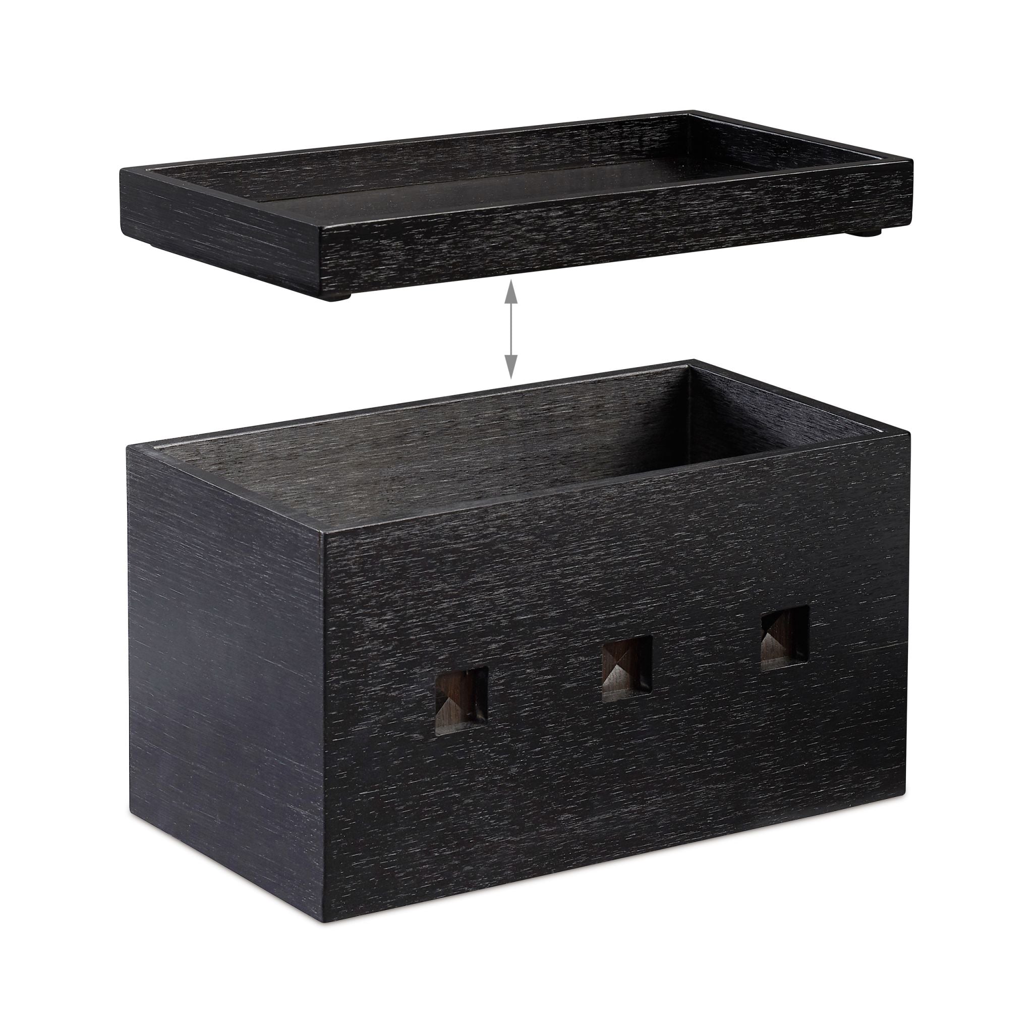 Kabelbox Bambus schwarz Schwarz von Relaxdays