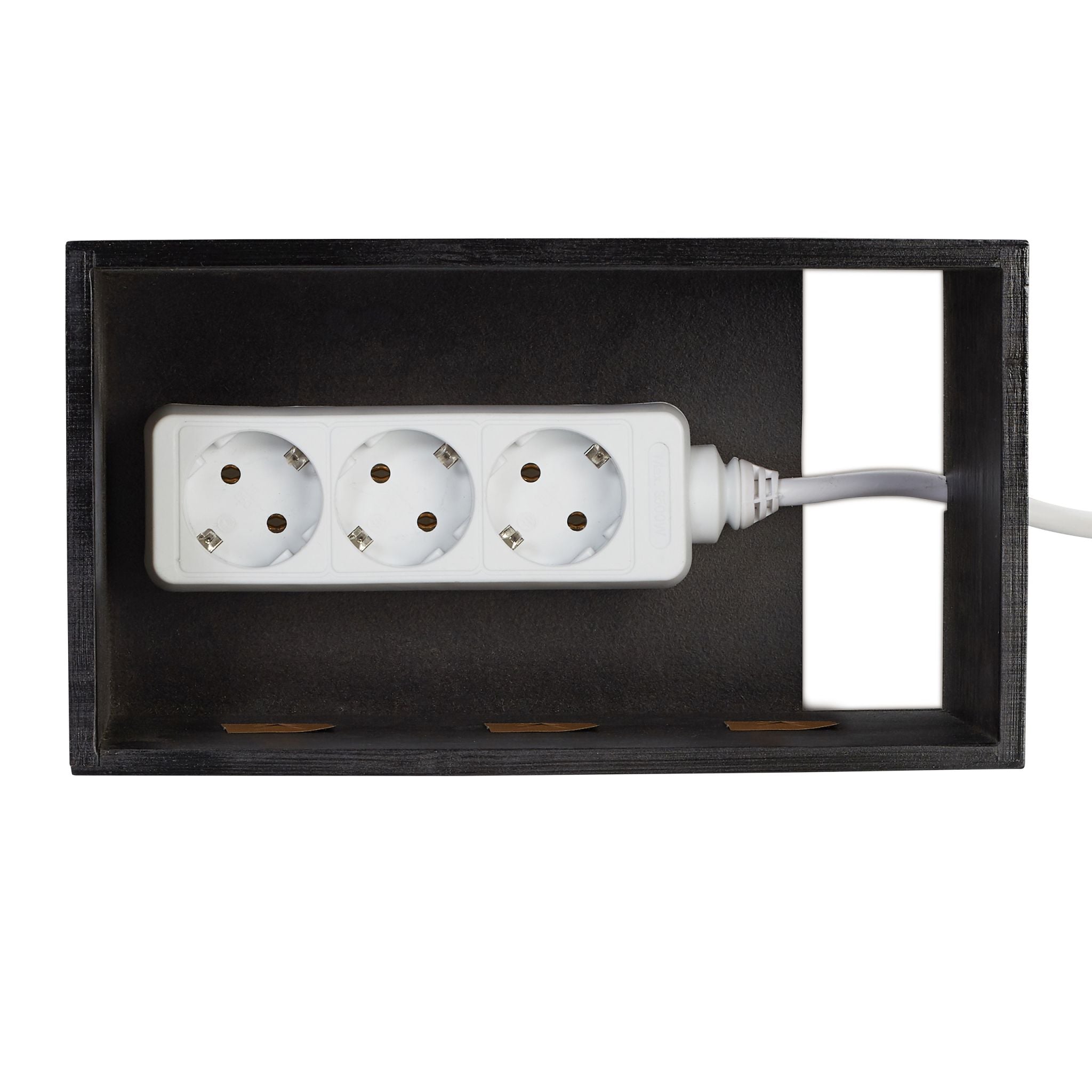 Kabelbox Bambus schwarz Schwarz von Relaxdays