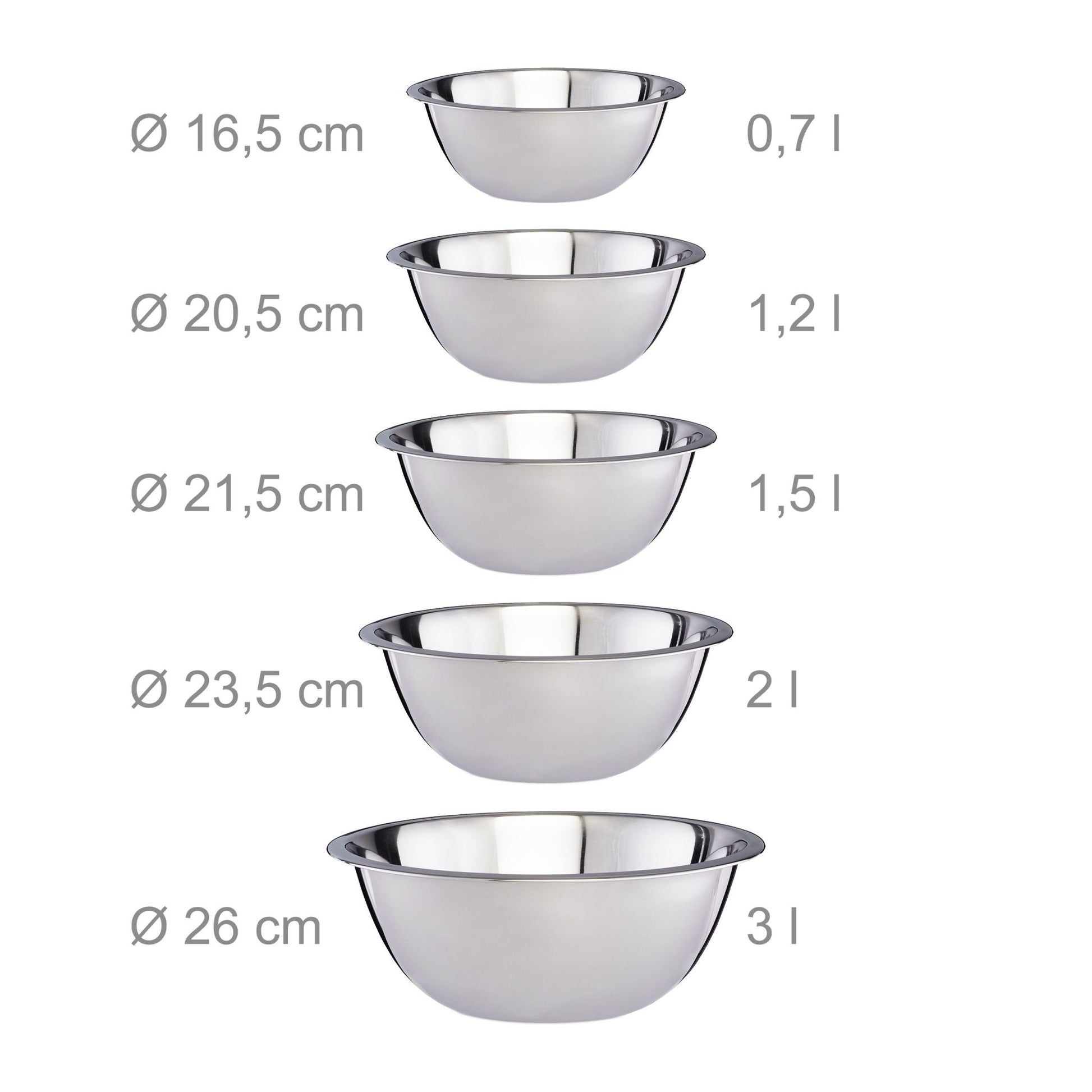 Rührschüssel Set 5-teilig Silber von Relaxdays