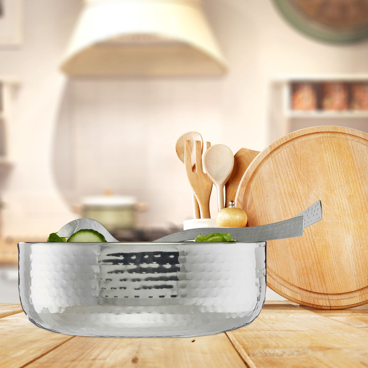 Salatschüssel mit Besteck Silber von Relaxdays