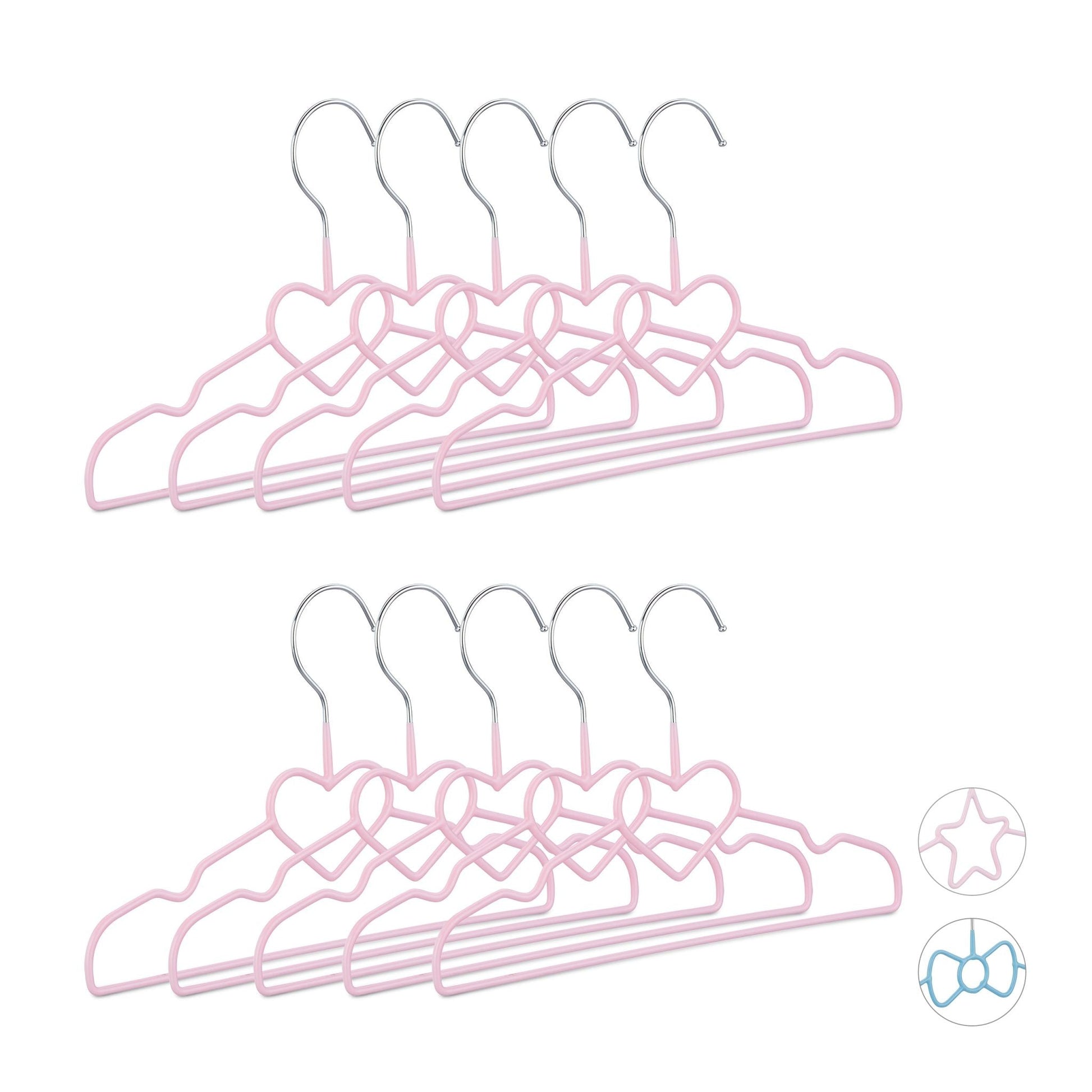 Kinderkleiderbügel 10er-Set Rosa-Silber von Relaxdays