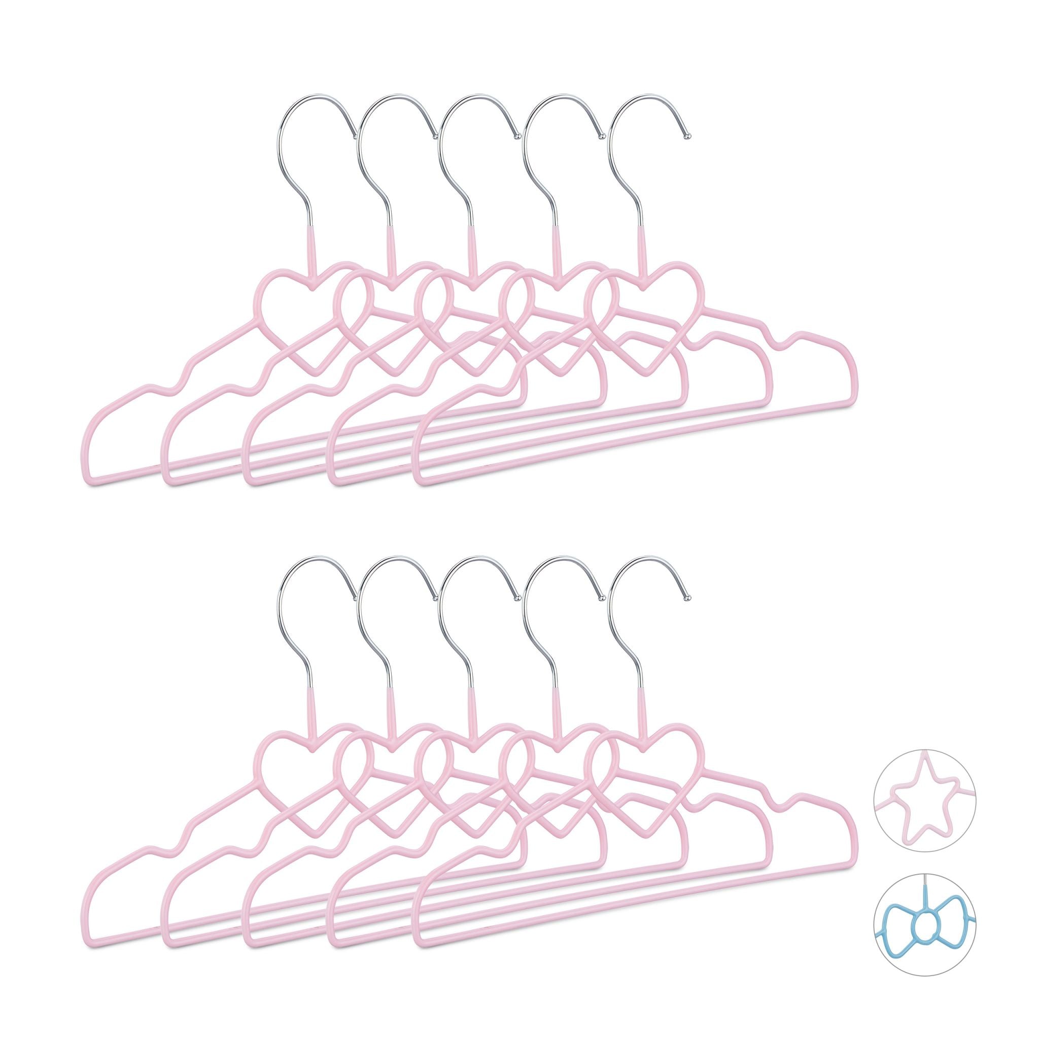 Kinderkleiderbügel 10er-Set Rosa-Silber von Relaxdays