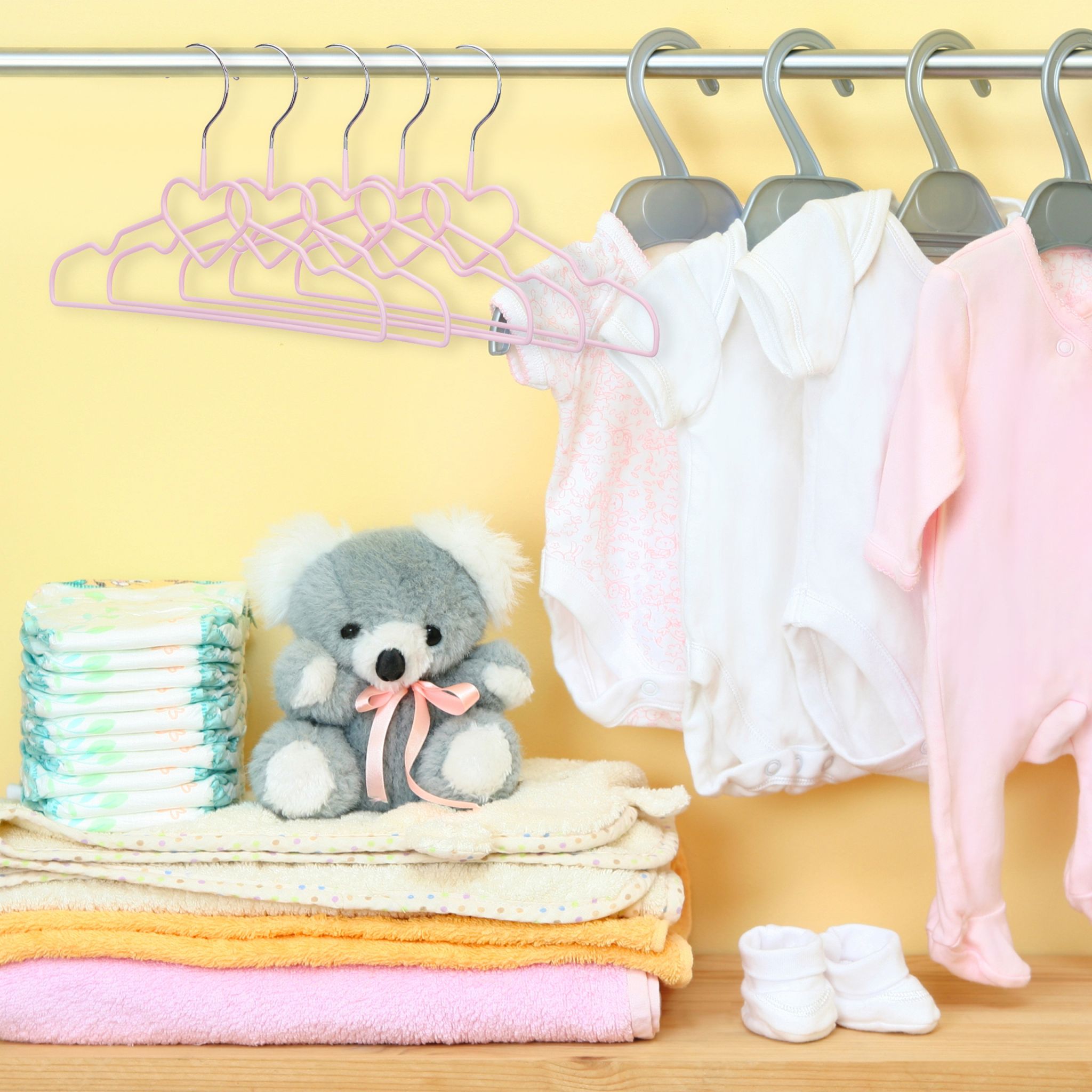 Kinderkleiderbügel 10er-Set Rosa-Silber von Relaxdays