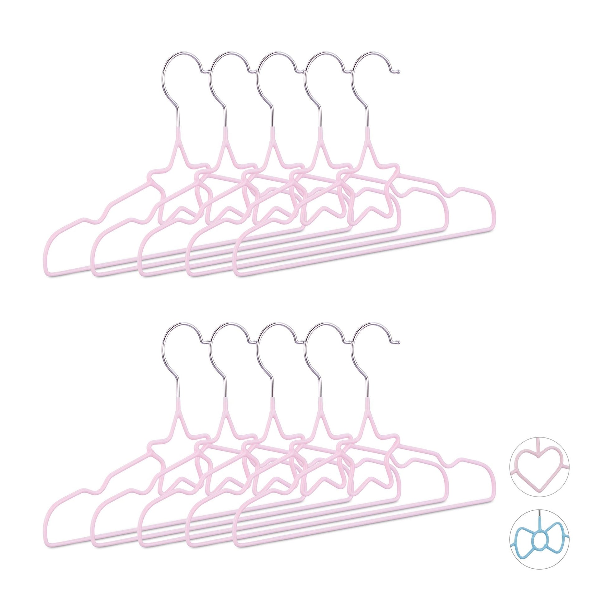 Kinderkleiderbügel 10er-Set Rosa-Silber von Relaxdays
