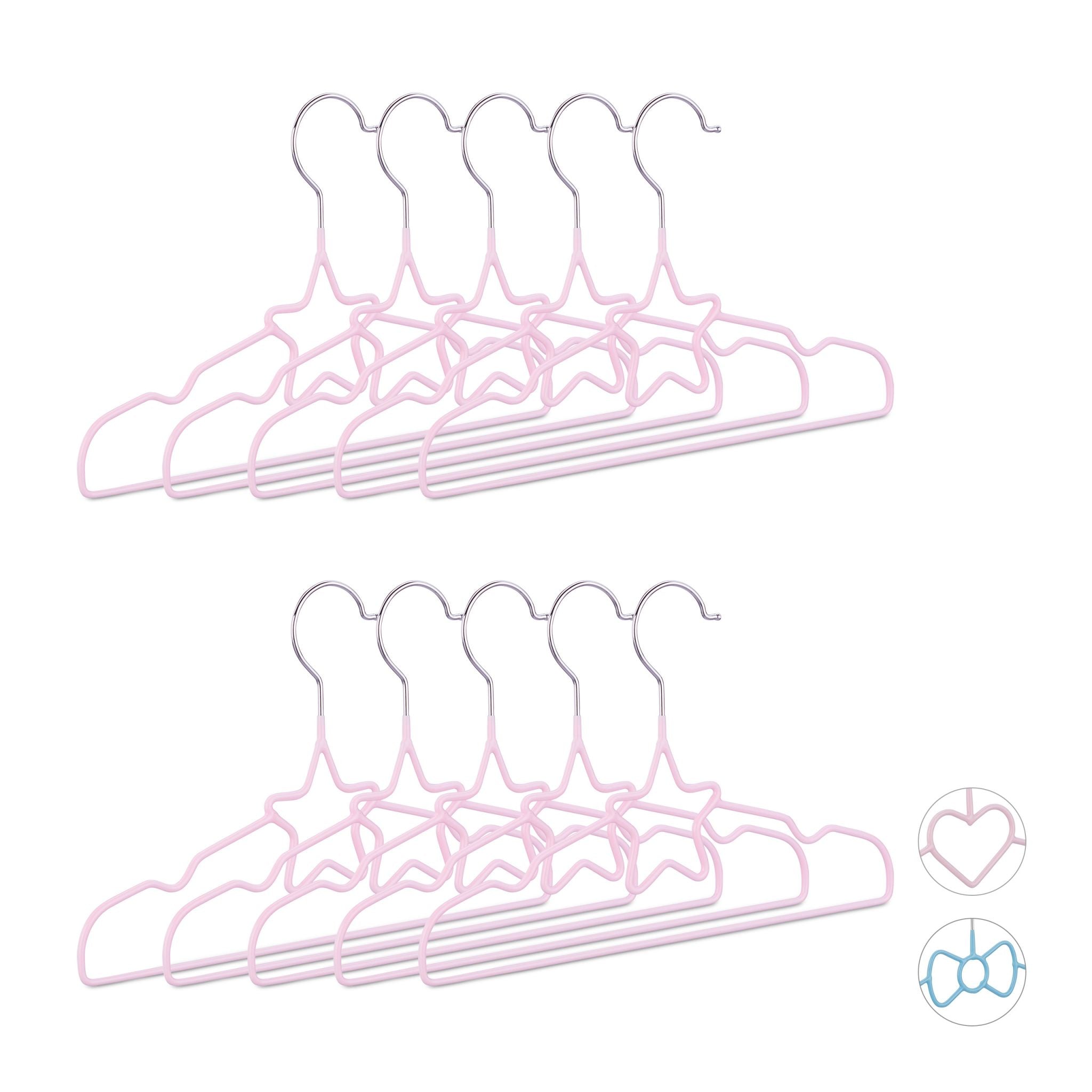 Kinderkleiderbügel 10er-Set Rosa-Silber von Relaxdays