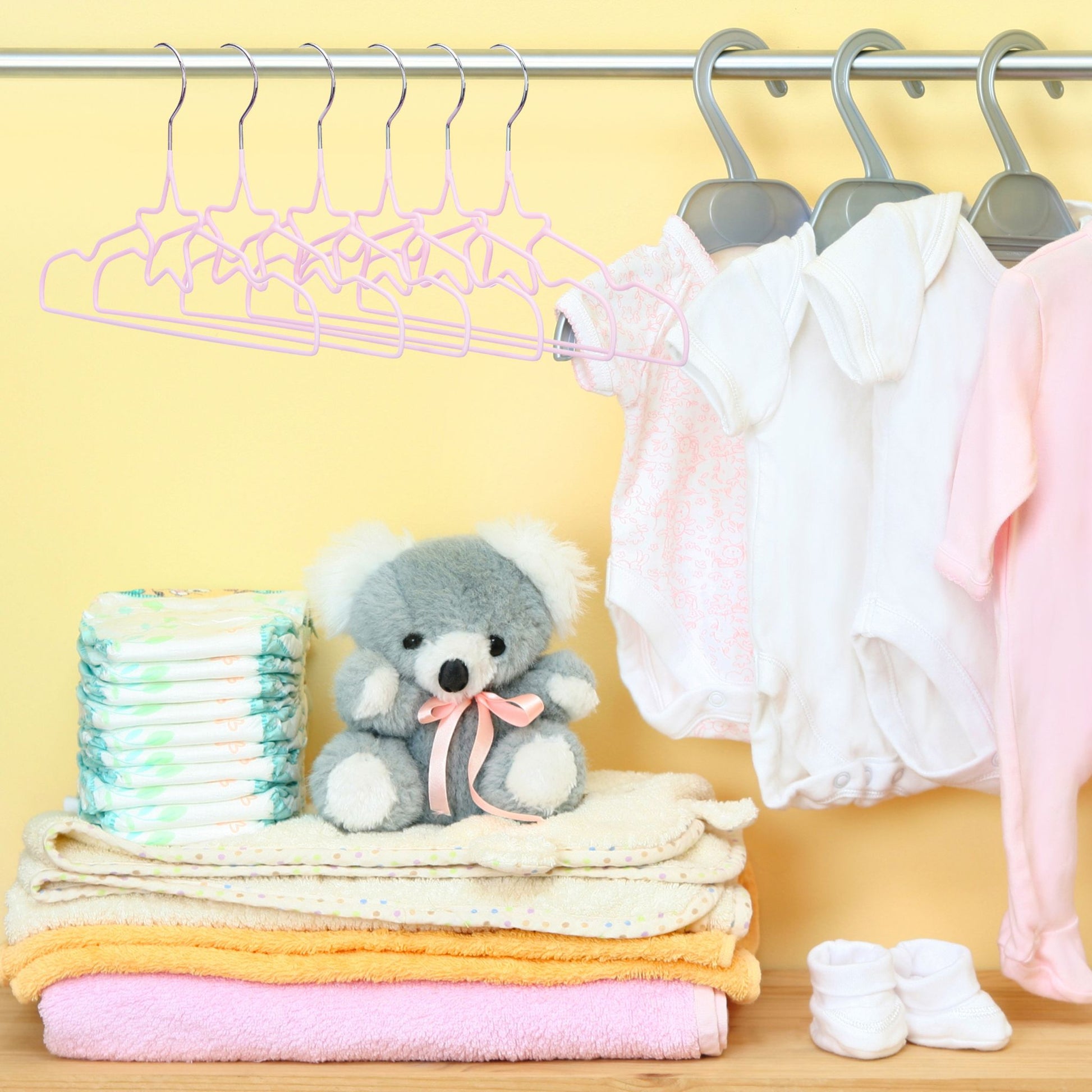 Kinderkleiderbügel 10er-Set Rosa-Silber von Relaxdays