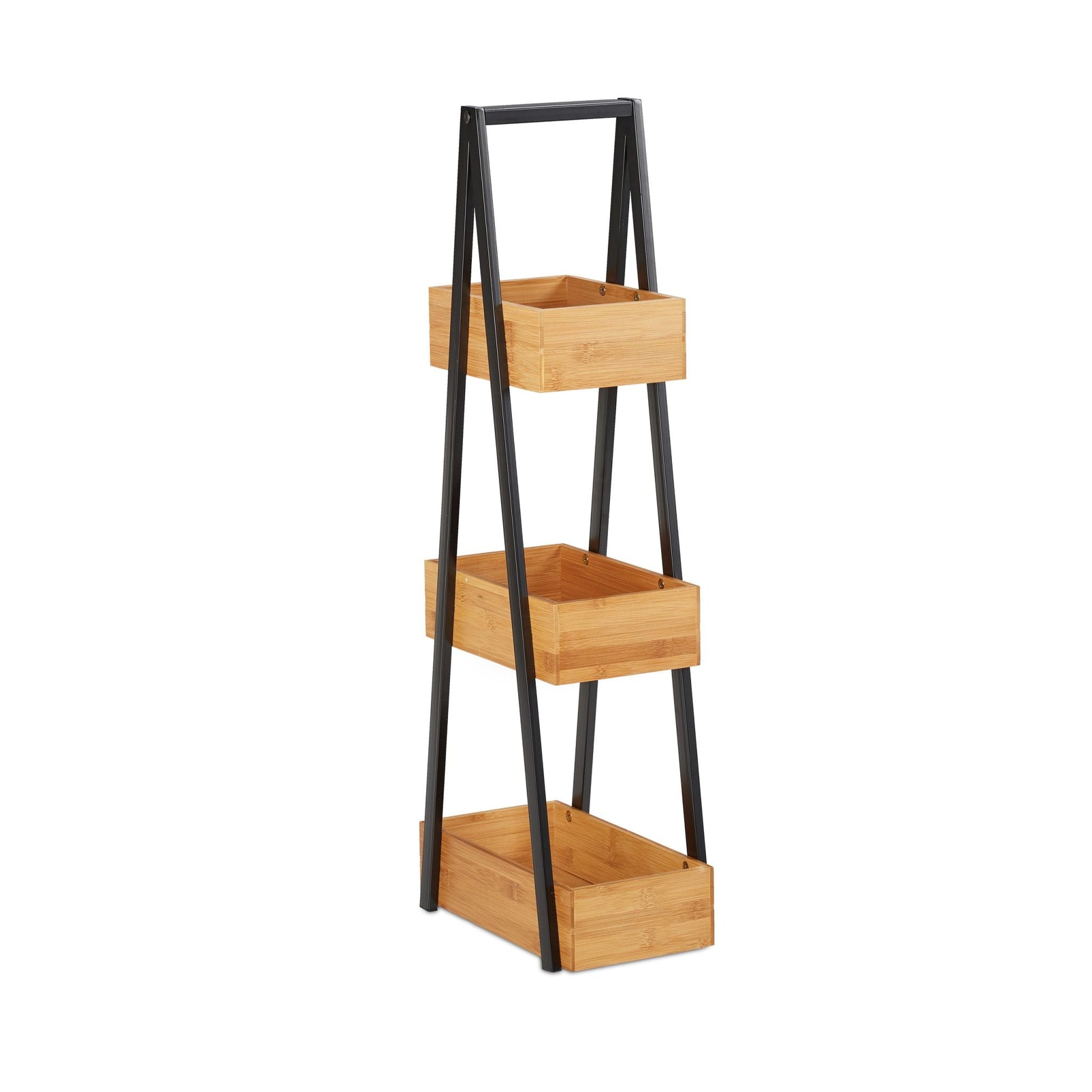 Badregal Bambus 3 Ablagen Hellbraun-Schwarz von Relaxdays