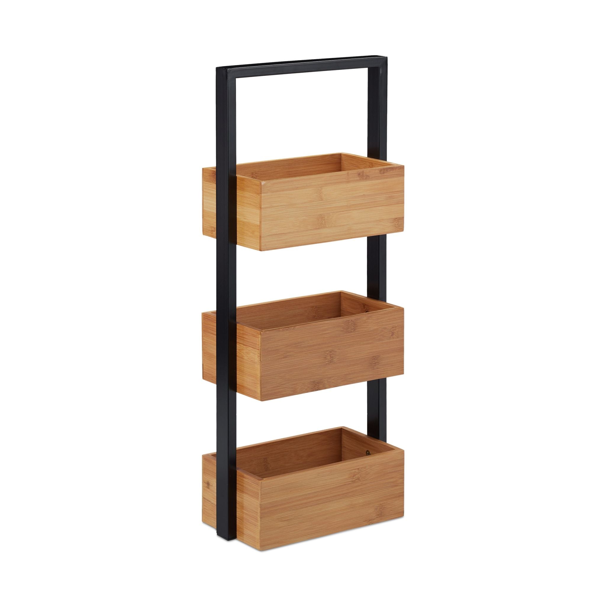 Badregal Bambus 3 Fächer Hellbraun-Schwarz von Relaxdays