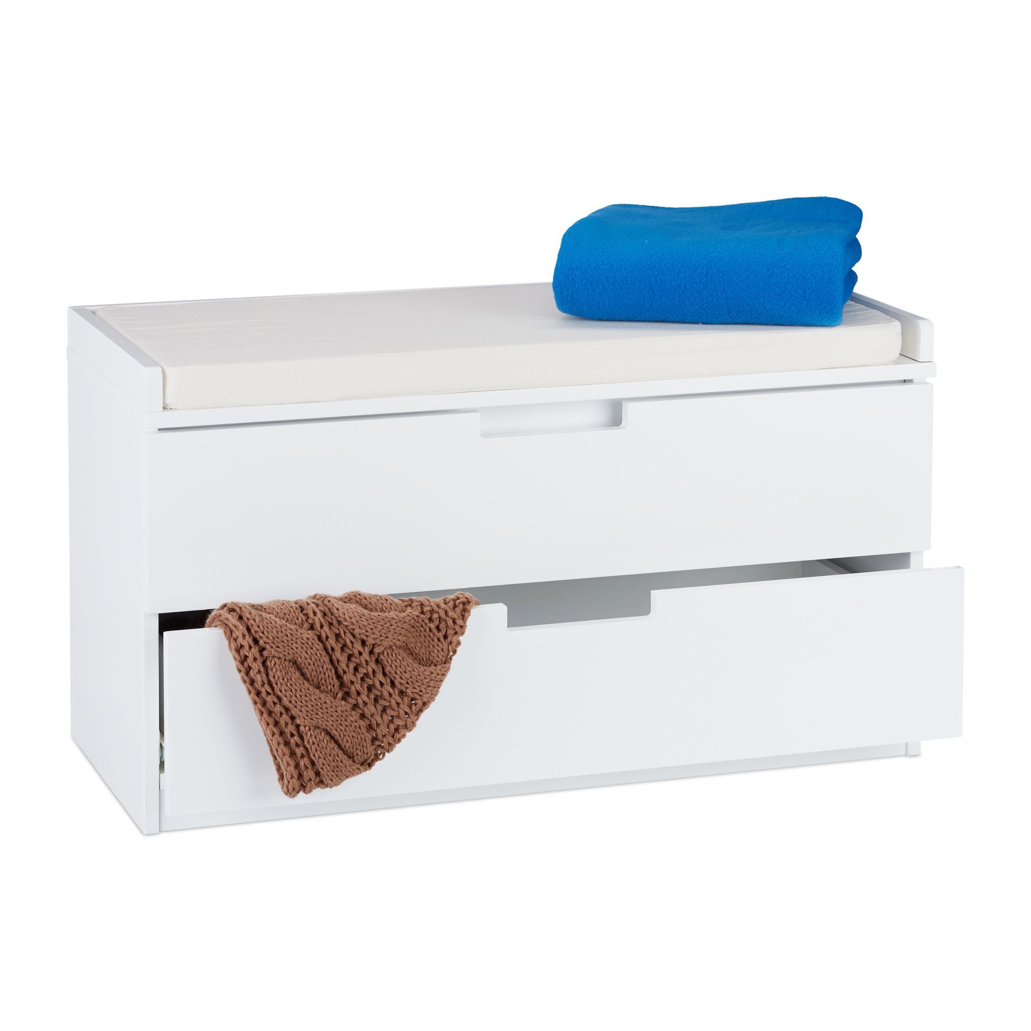 Sitzkommode mit 2 Schubladen Weiss von Relaxdays