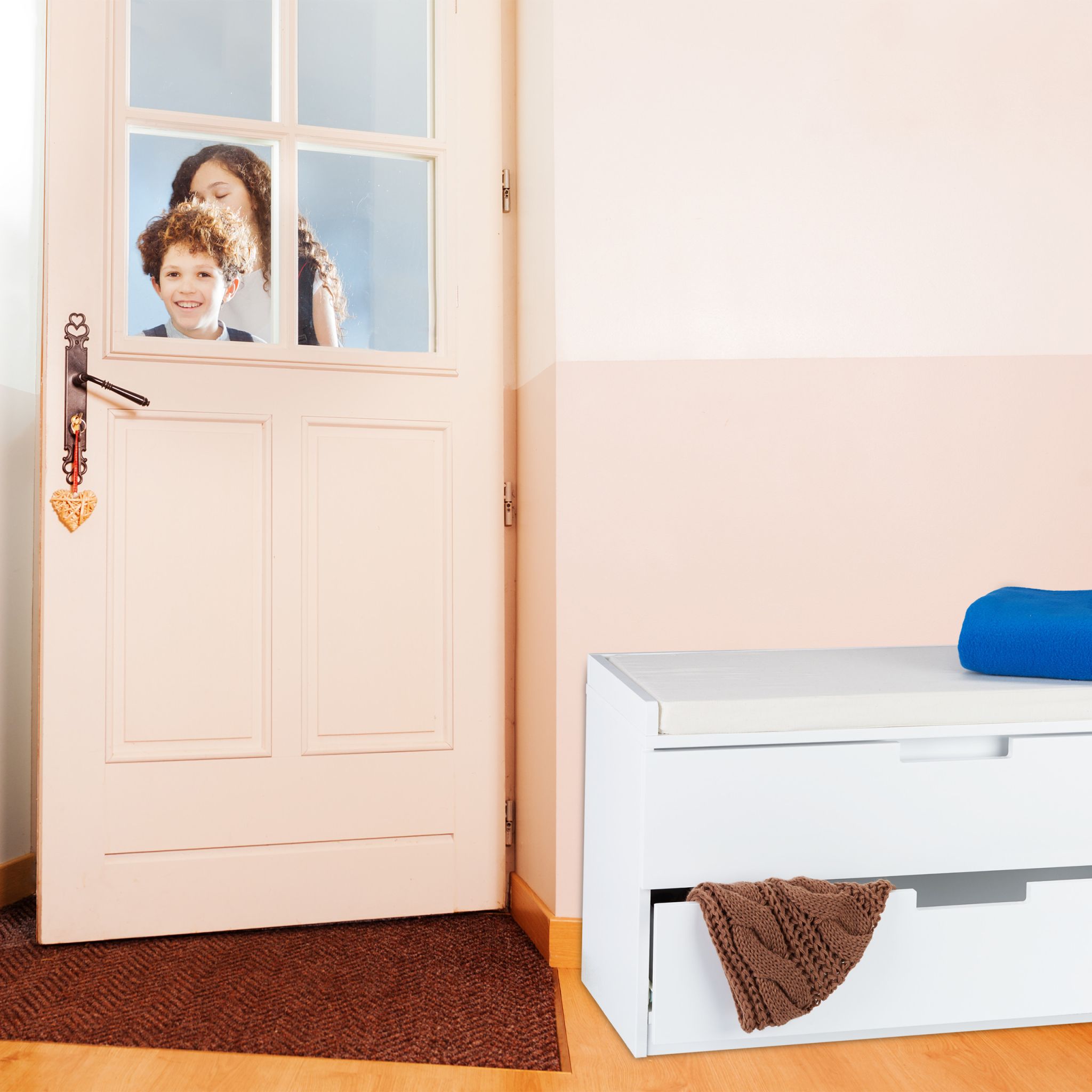 Sitzkommode mit 2 Schubladen Weiss von Relaxdays