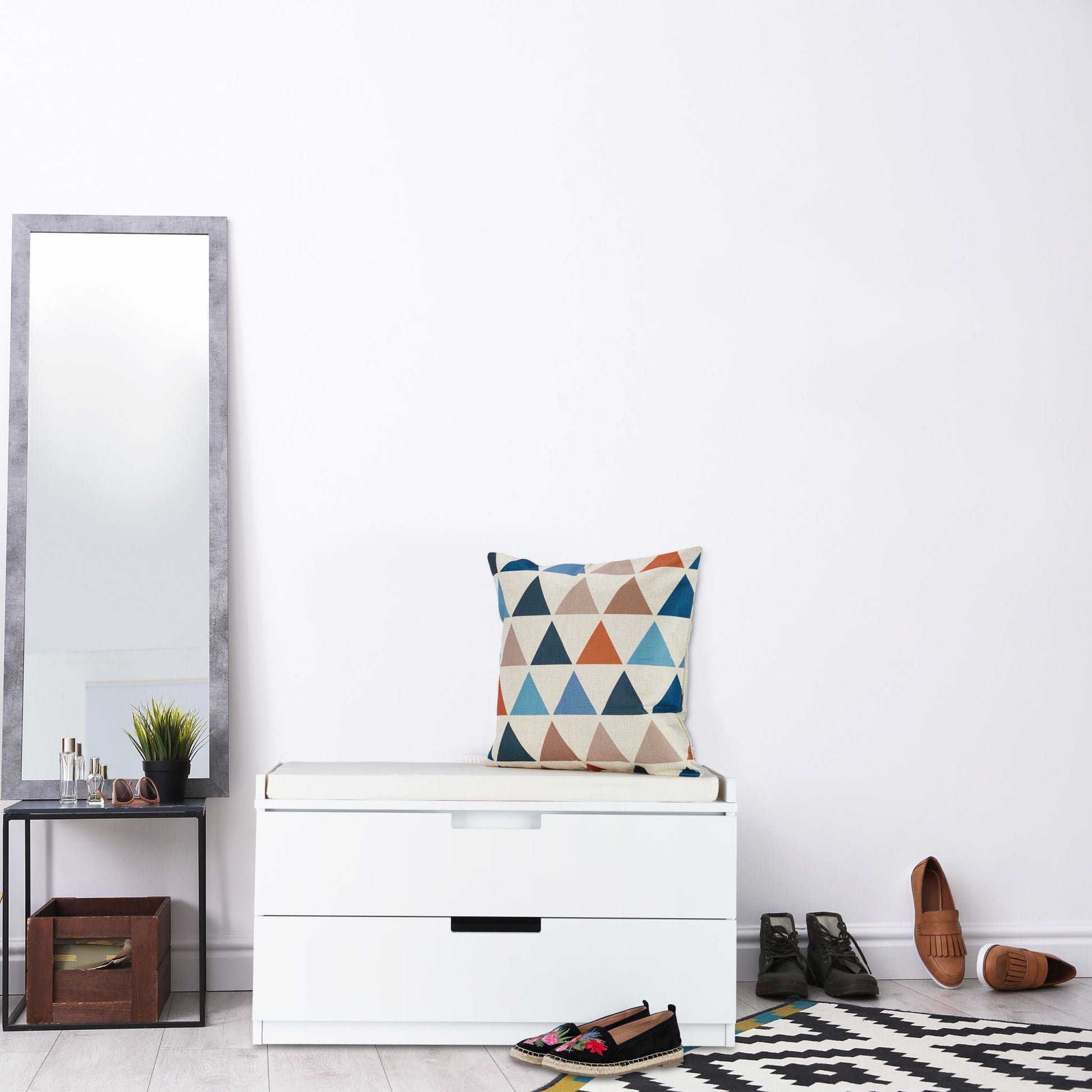 Sitzkommode mit 2 Schubladen Weiss von Relaxdays