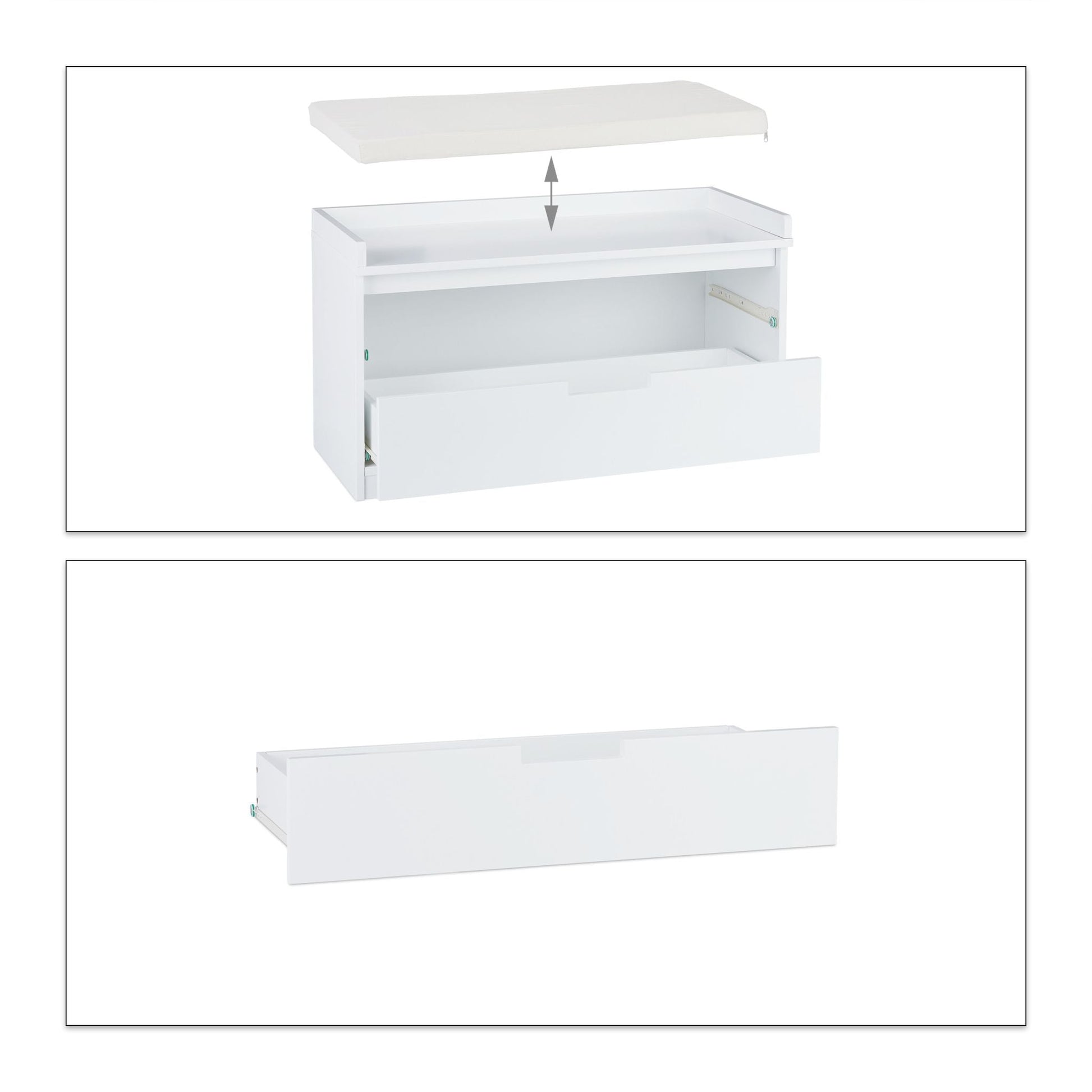 Sitzkommode mit 2 Schubladen Weiss von Relaxdays
