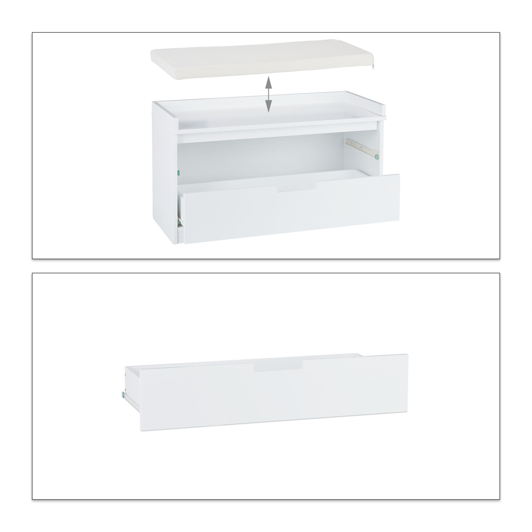 Sitzkommode mit 2 Schubladen Weiss von Relaxdays