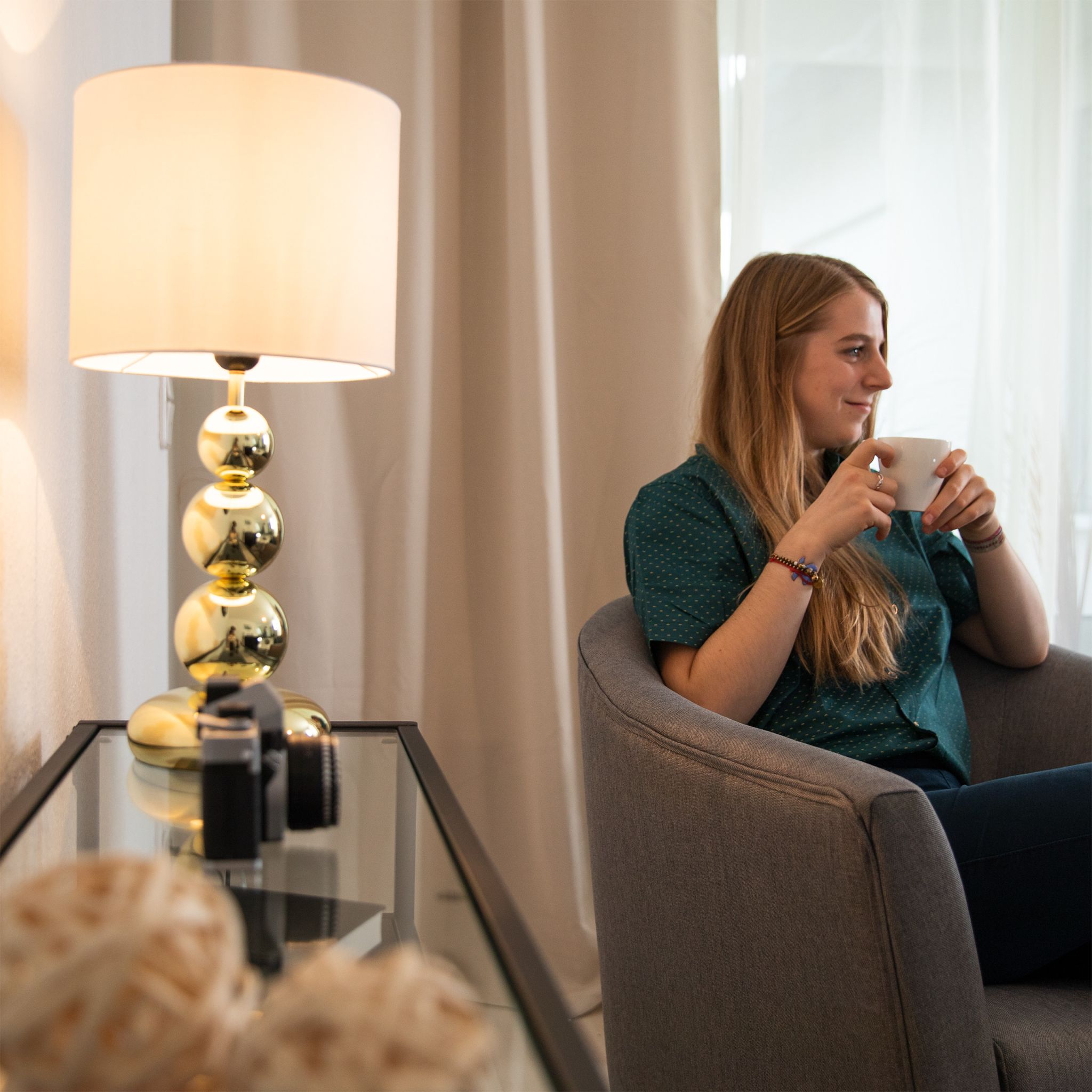 Tischlampe Gold Weiss-Gold-Schwarz von Relaxdays