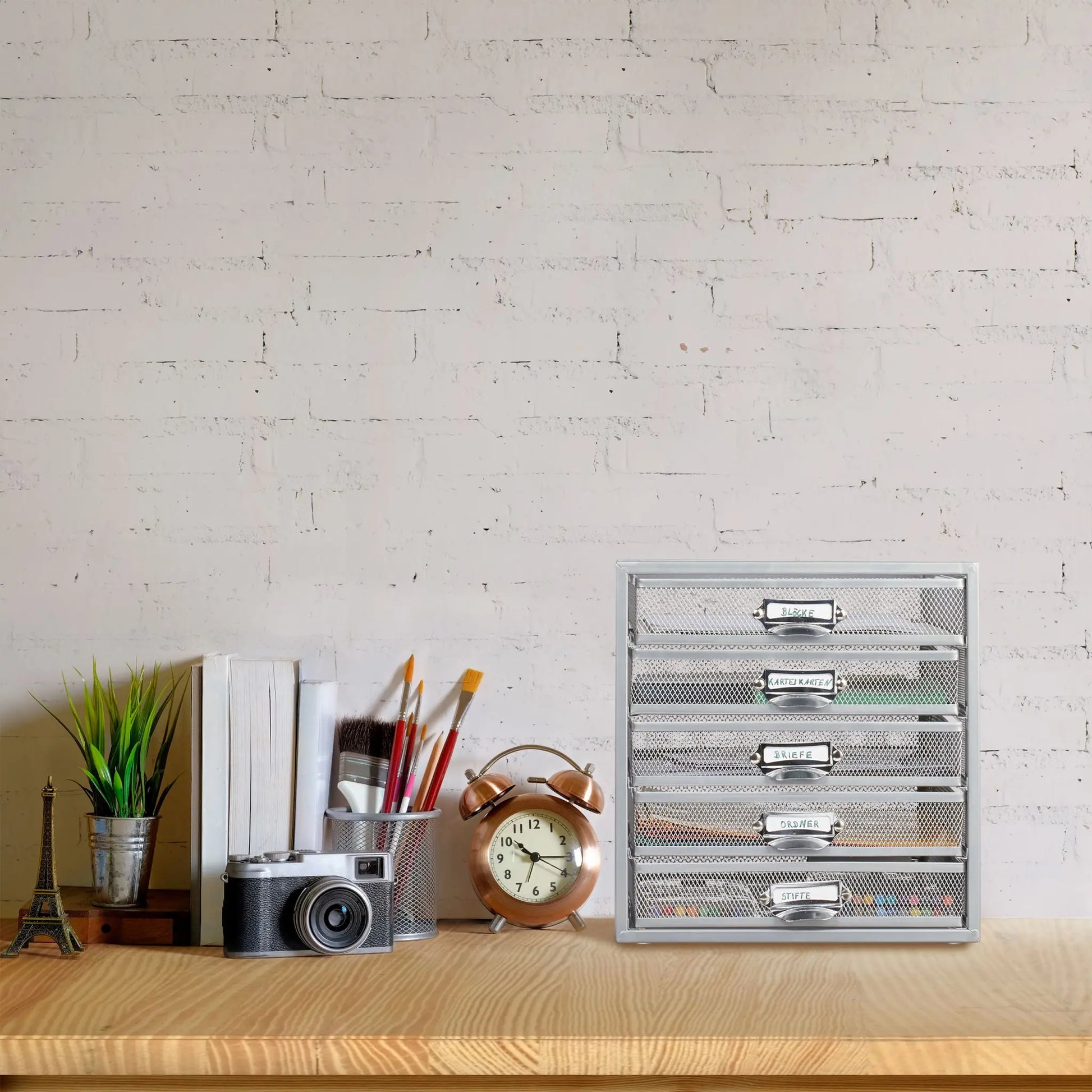 Schubladenbox A4 mit 5 Fächern Silber von Relaxdays