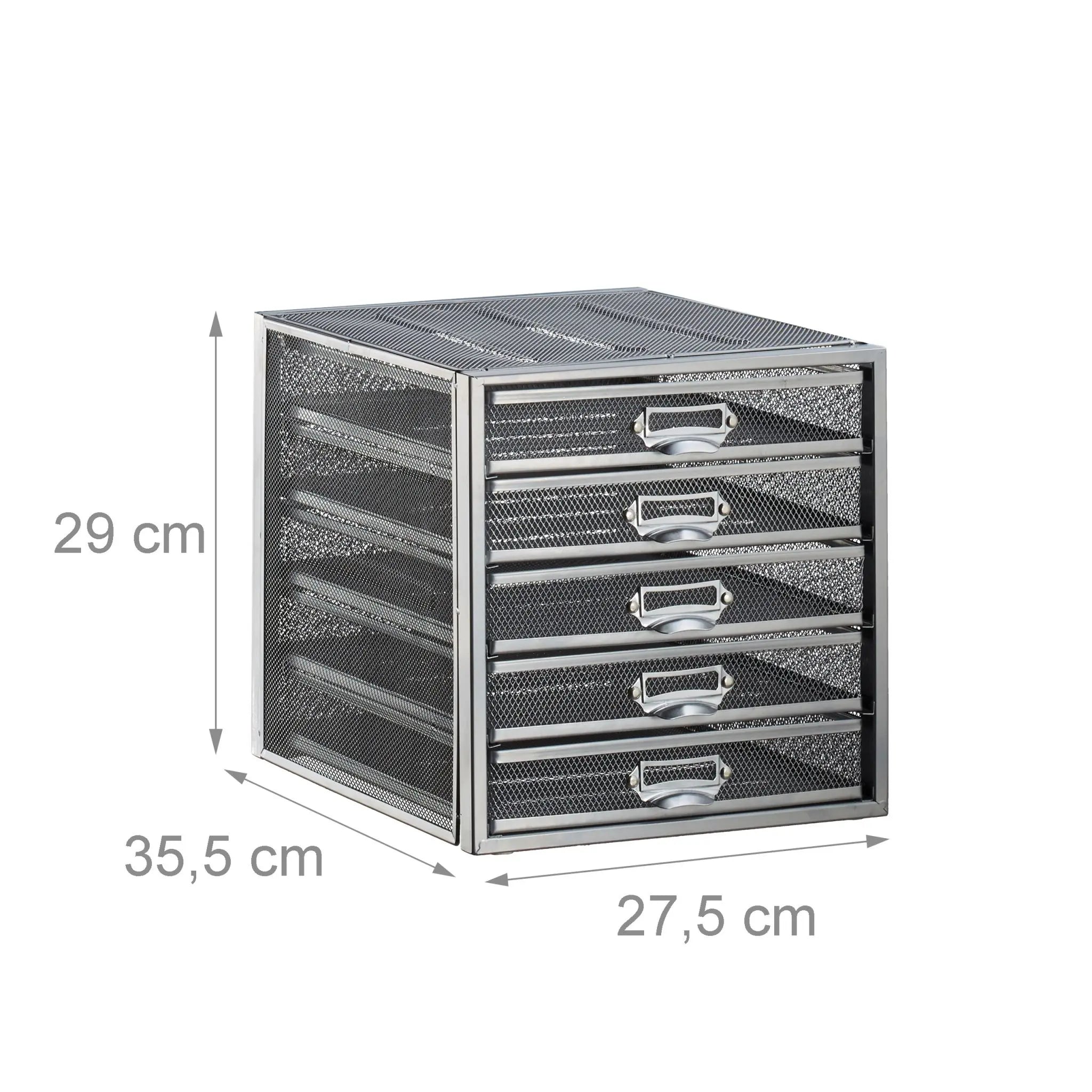 Schubladenbox A4 mit 5 Fächern Silber von Relaxdays