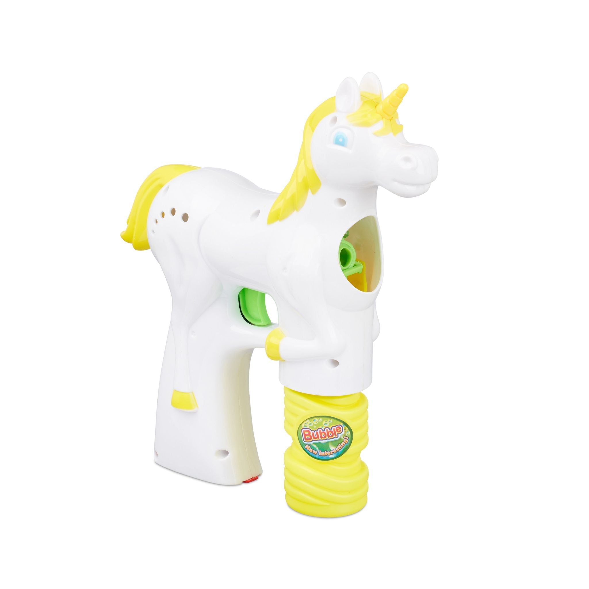 Einhorn Seifenblasenpistole Weiss-Gelb-Grün von Relaxdays