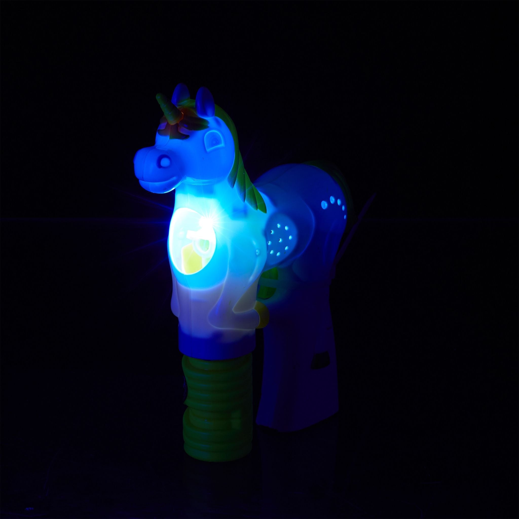 Einhorn Seifenblasenpistole Weiss-Gelb-Grün von Relaxdays