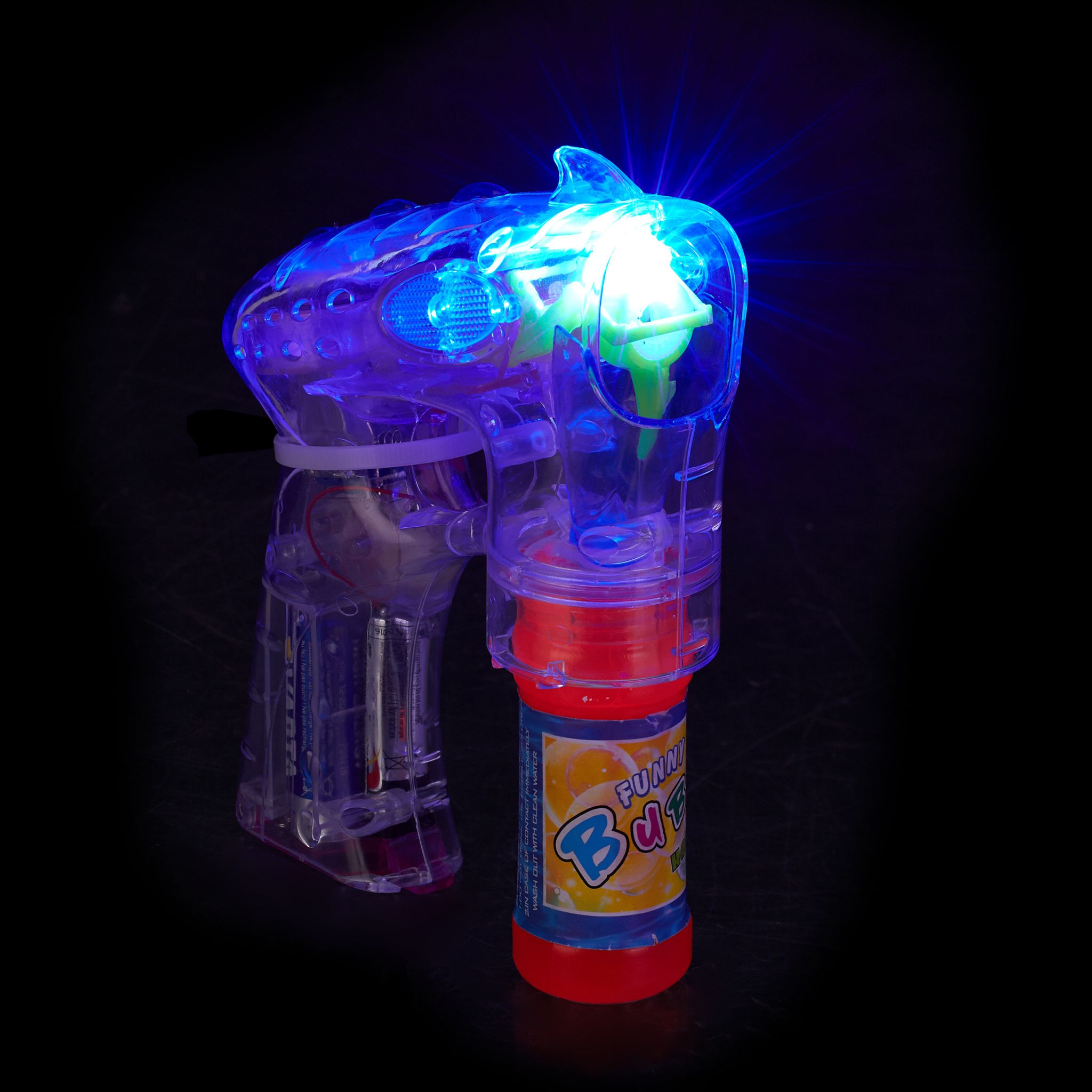 LED Seifenblasenpistole Blau-Pink-Transparent von Relaxdays