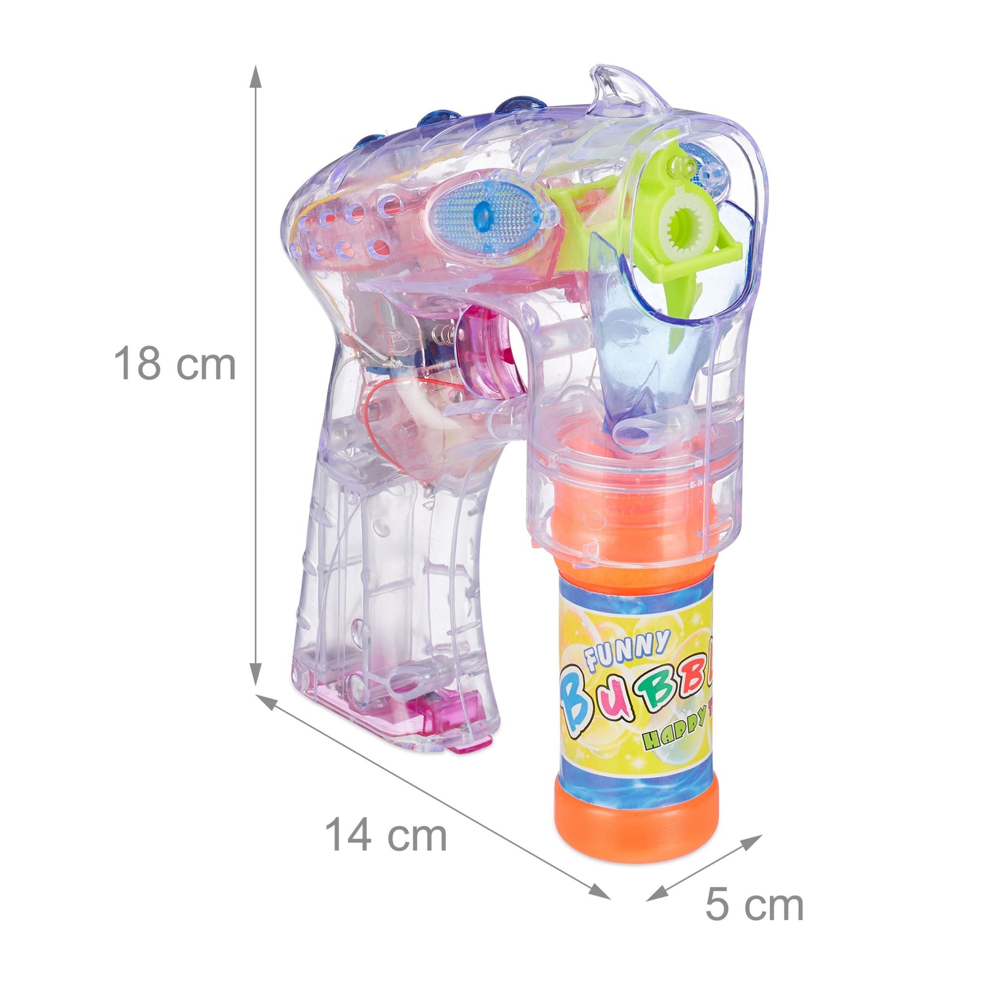 LED Seifenblasenpistole Blau-Pink-Transparent von Relaxdays