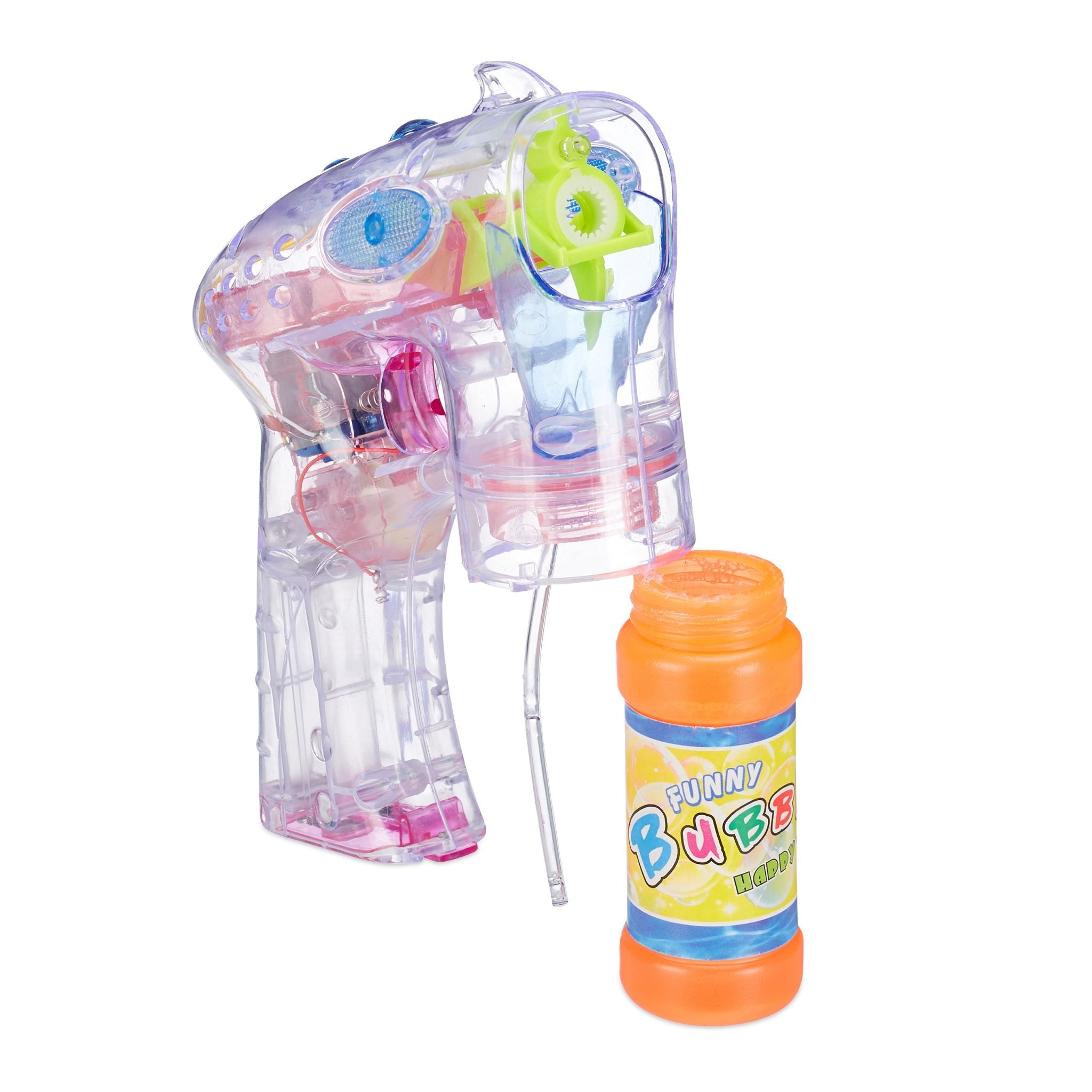 LED Seifenblasenpistole Blau-Pink-Transparent von Relaxdays