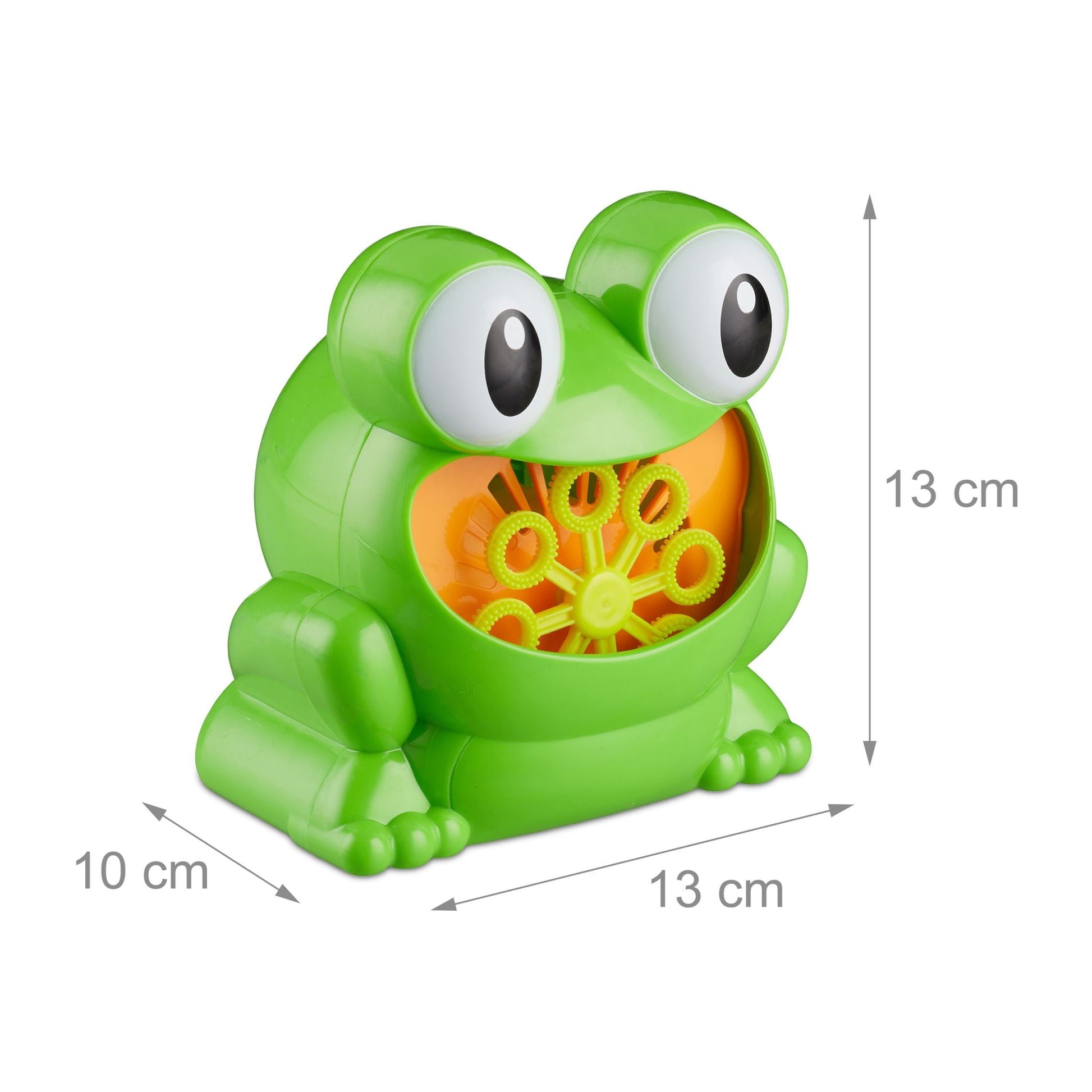 Seifenblasenmaschine Frosch 13cm Weiss-Grün-Orange von Relaxdays